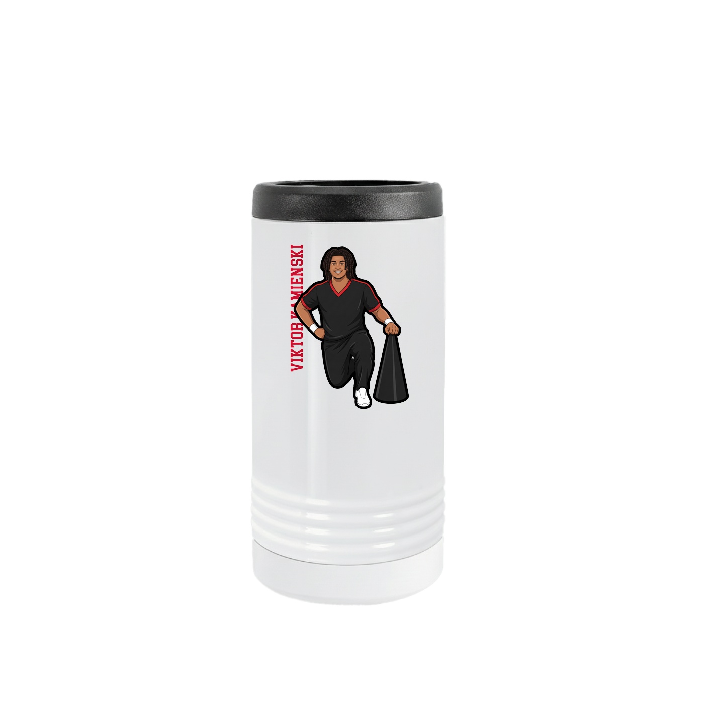 Slim Beverage Holder — Name Vertical in White