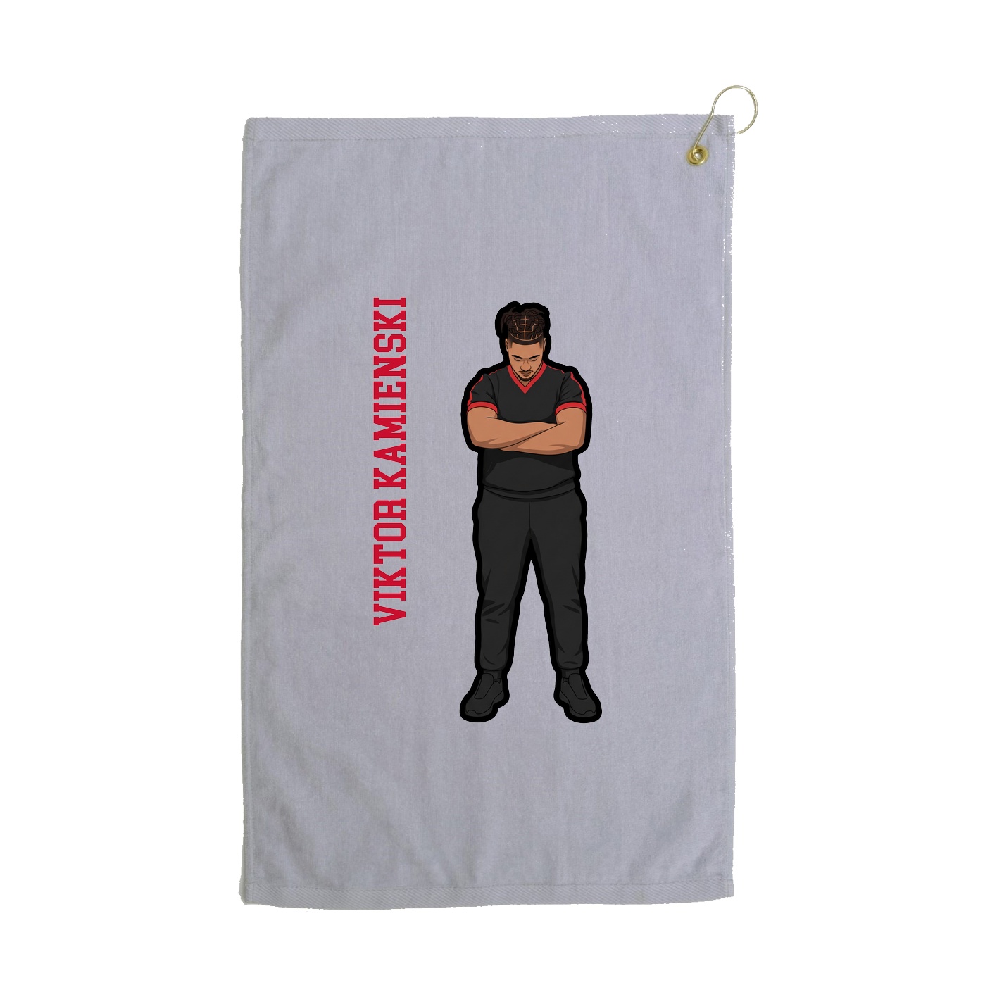 Golf Towel — Name Vertical in Grey