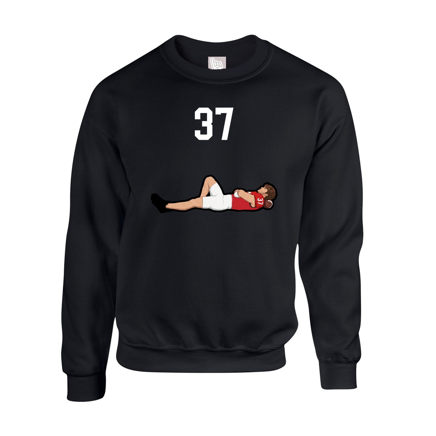Fleece Crew — Number Top in Black