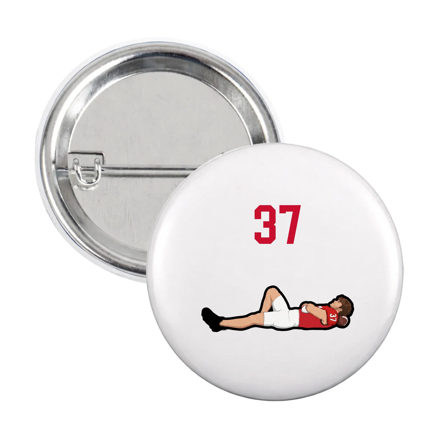 Game Day Button — Number Top in White