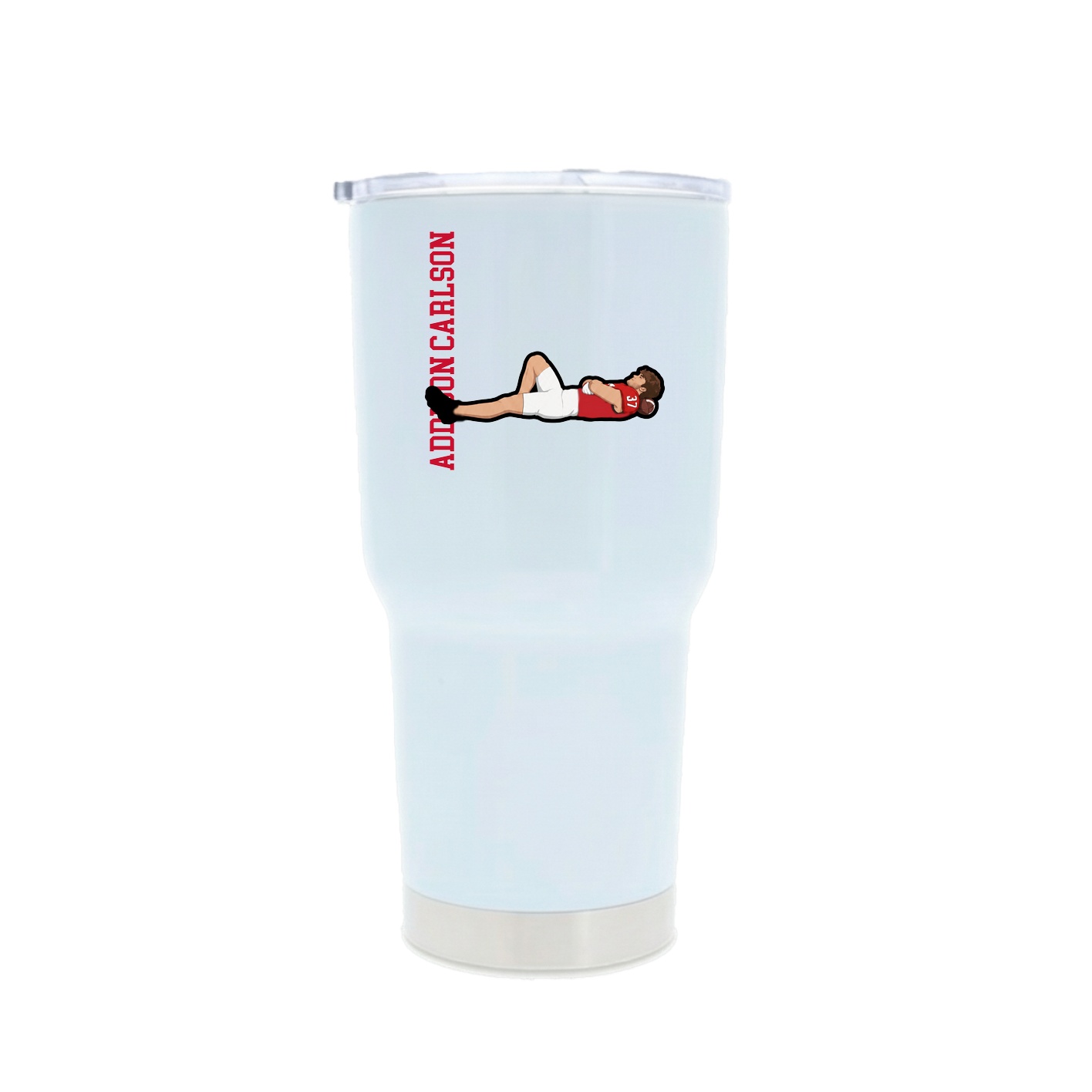 30oz Stainless Steel Tumbler — Name Vertical in White