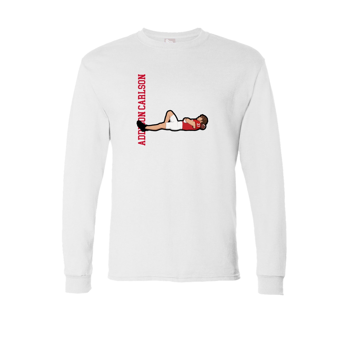 Long Sleeve Tee — Name Vertical in White