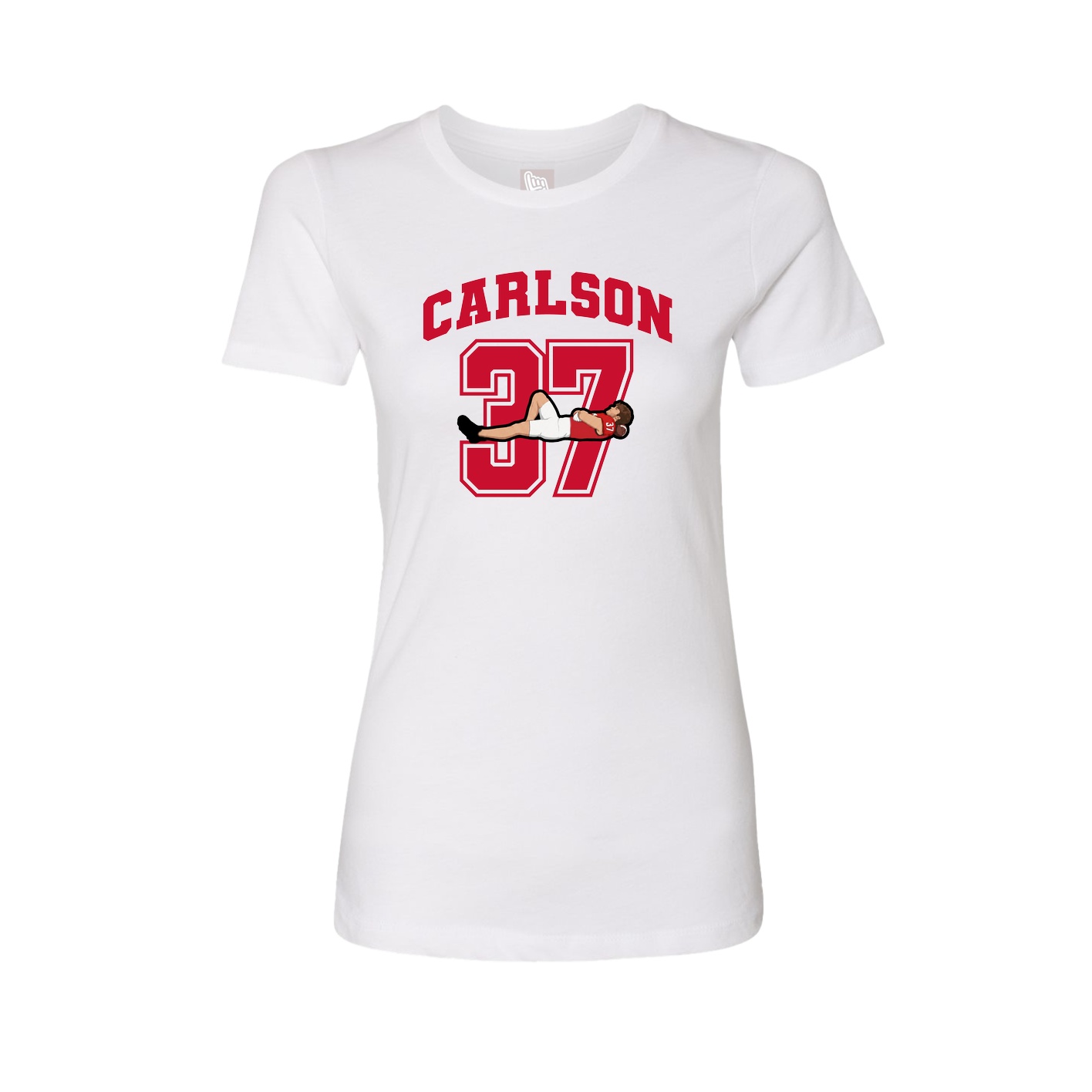 Fitted Women's Tee — Number in White