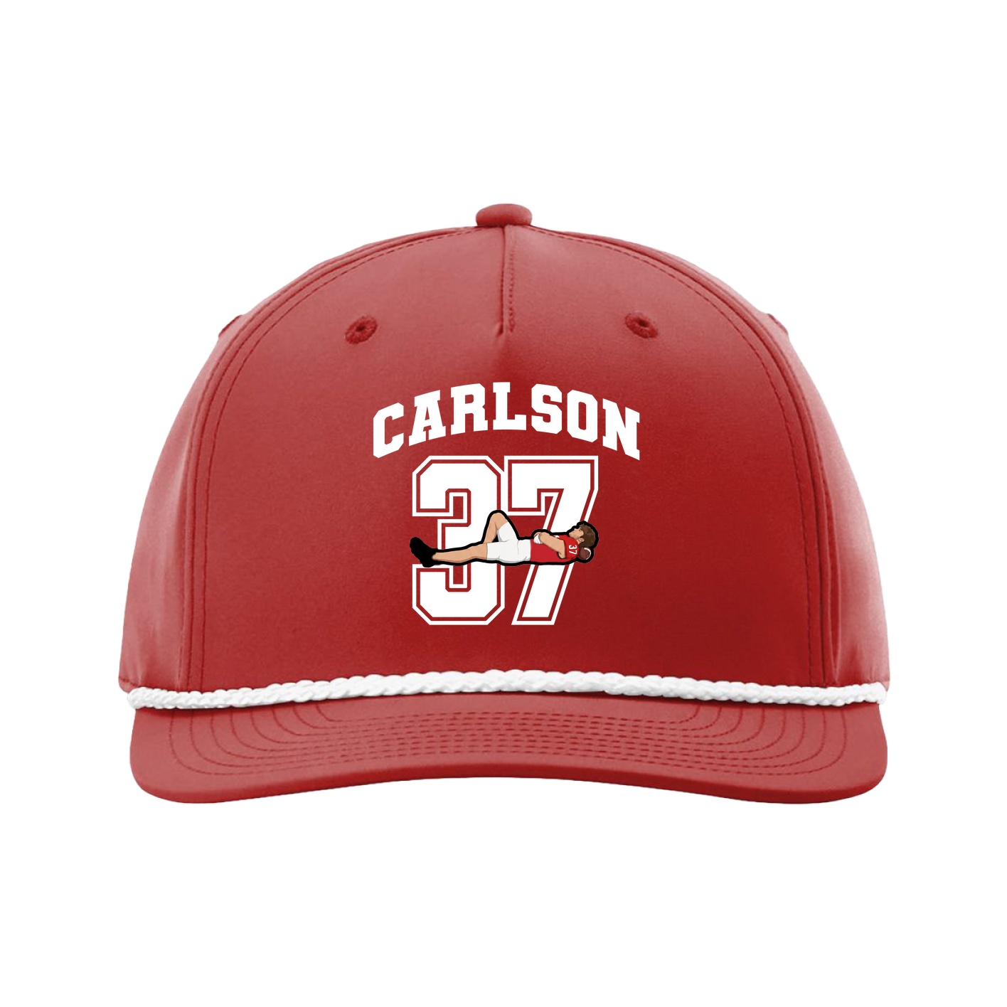 Five-Panel Classic Rope Cap — Number in Red