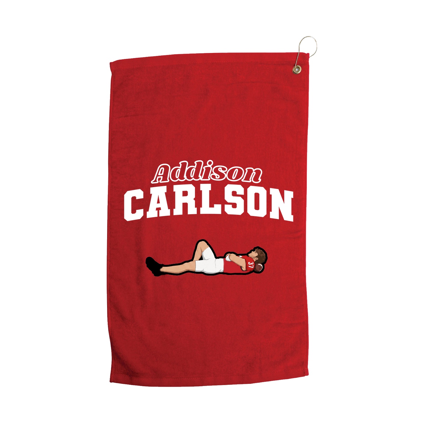 Golf Towel — Name Arch in Red