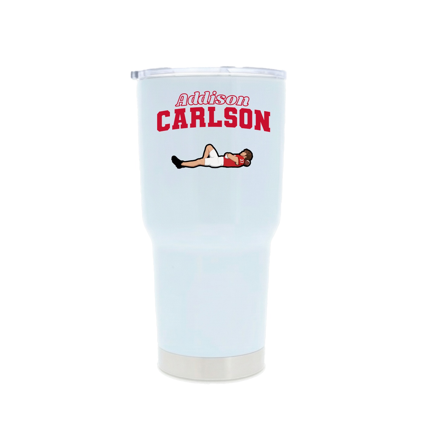 30oz Stainless Steel Tumbler — Name Arch in White