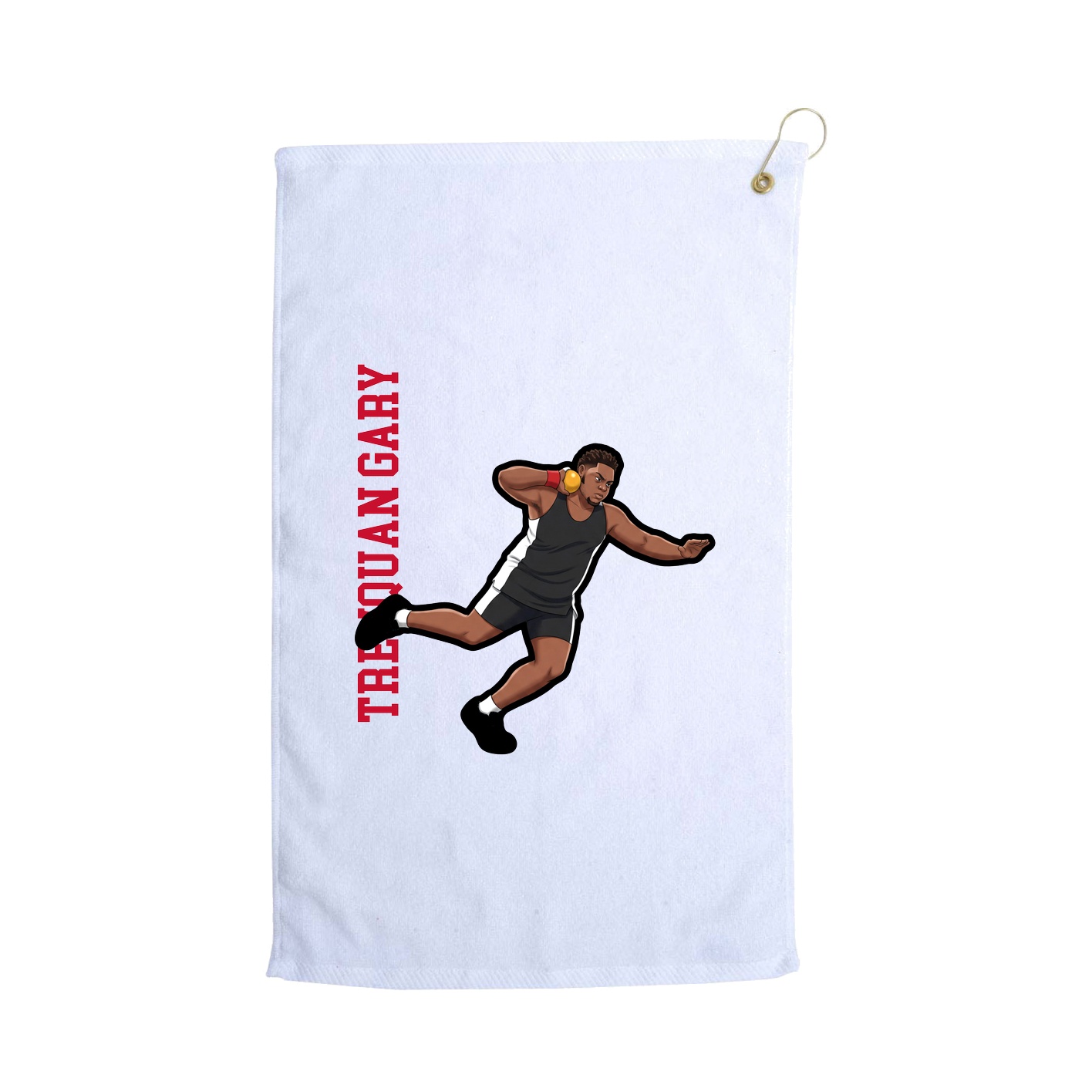 Golf Towel — Name Vertical in White