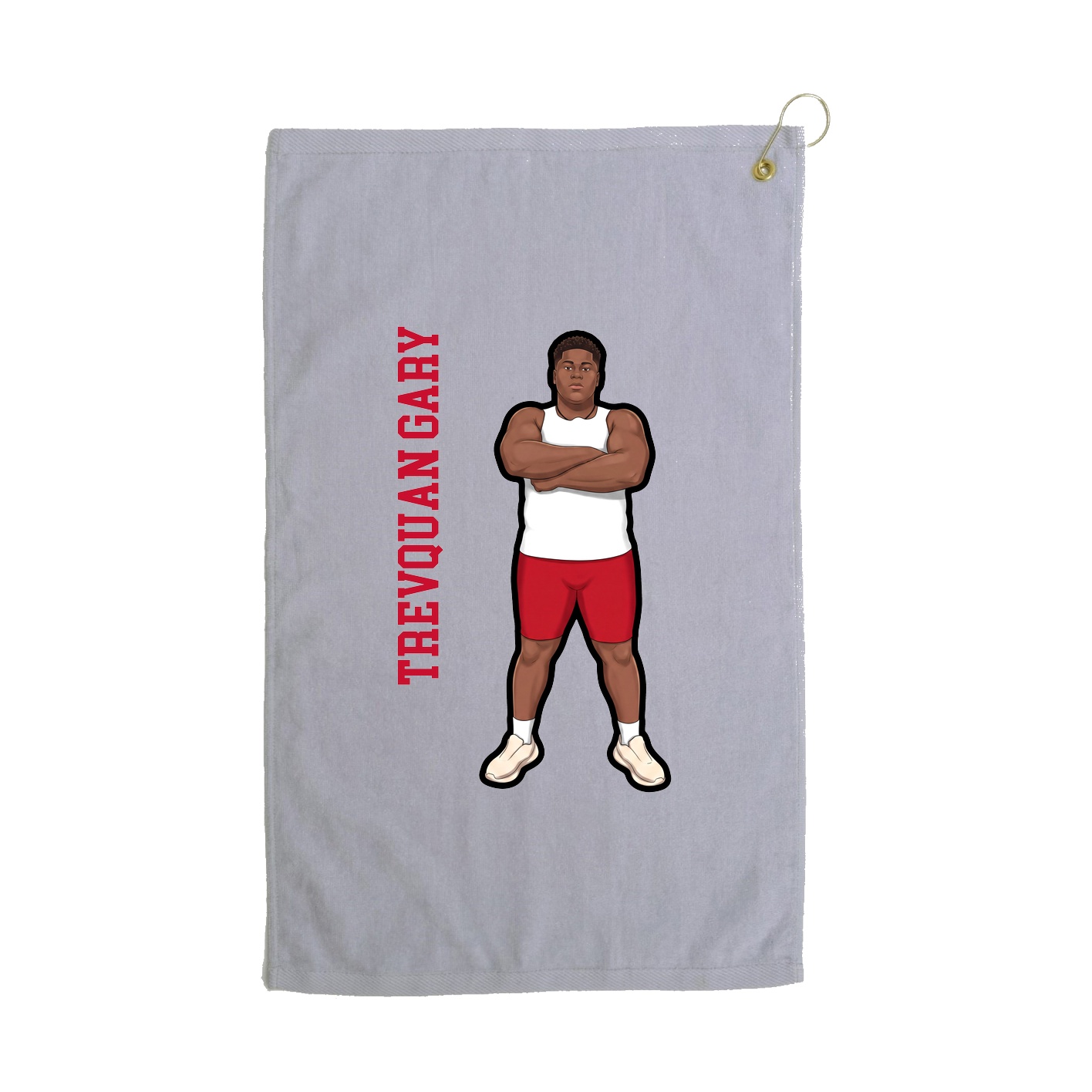 Golf Towel — Name Vertical in Grey