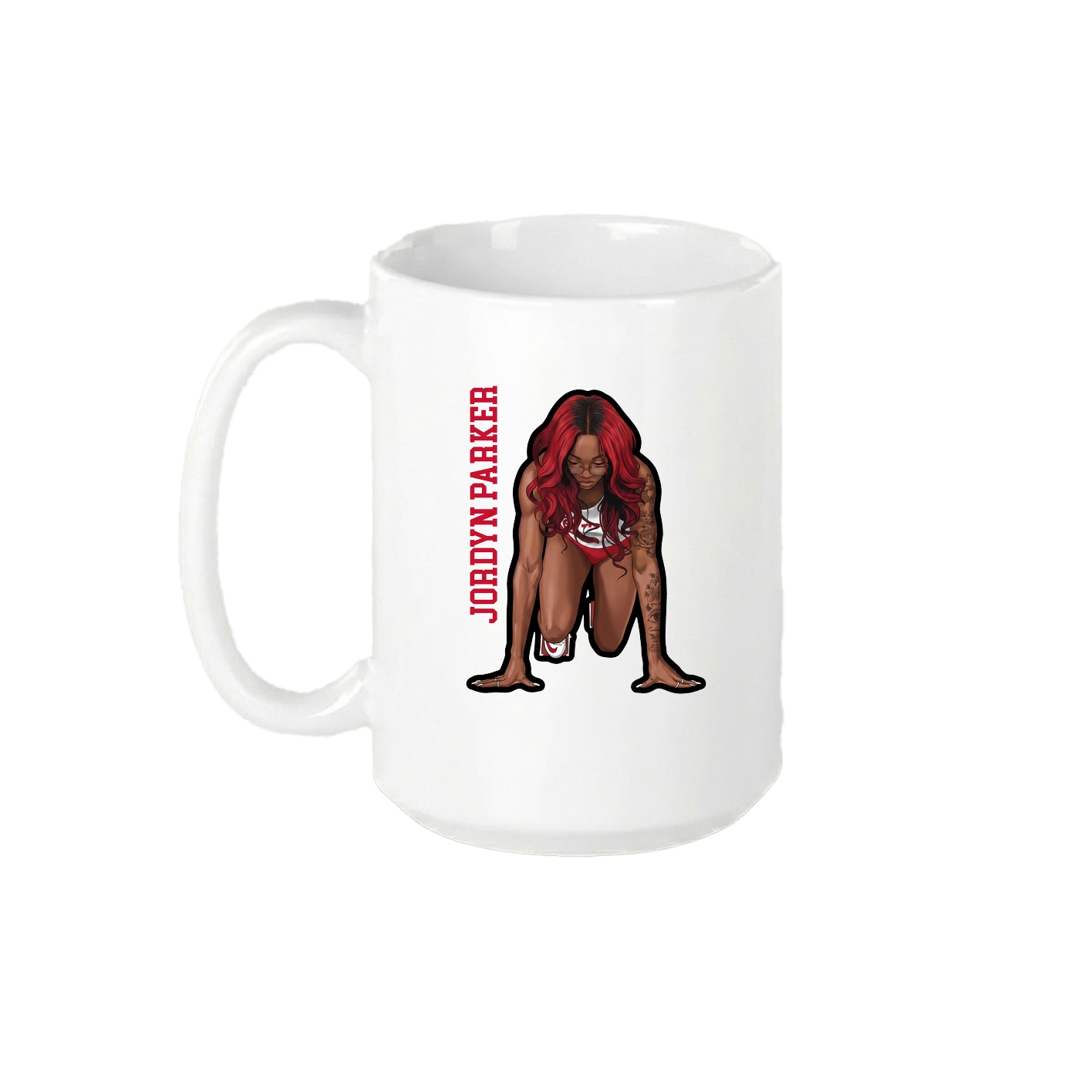 15oz Coffee Mug — Name Vertical in White