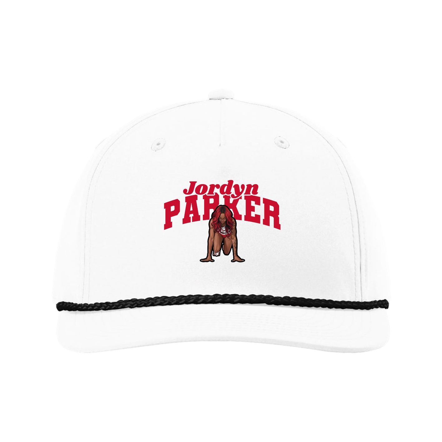 Five-Panel Classic Rope Cap — Signature Arch in White