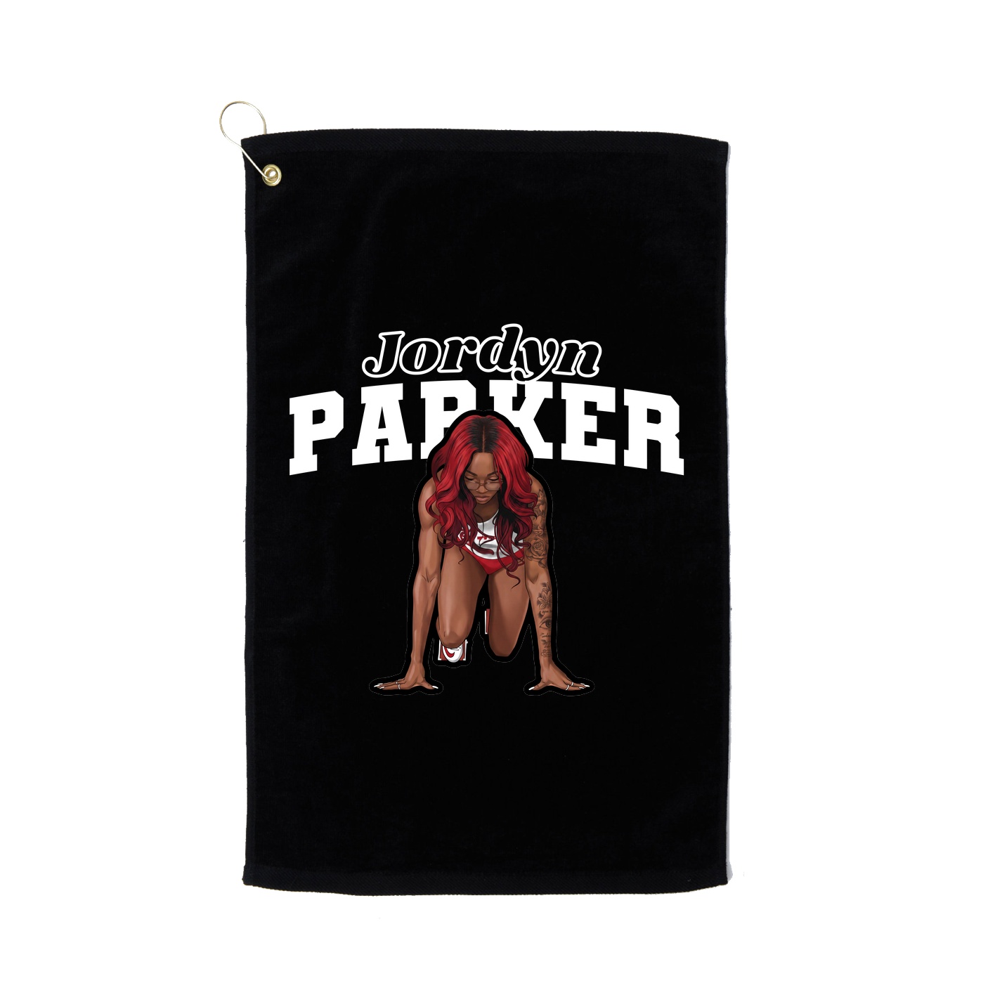 Golf Towel — Name Arch in Black