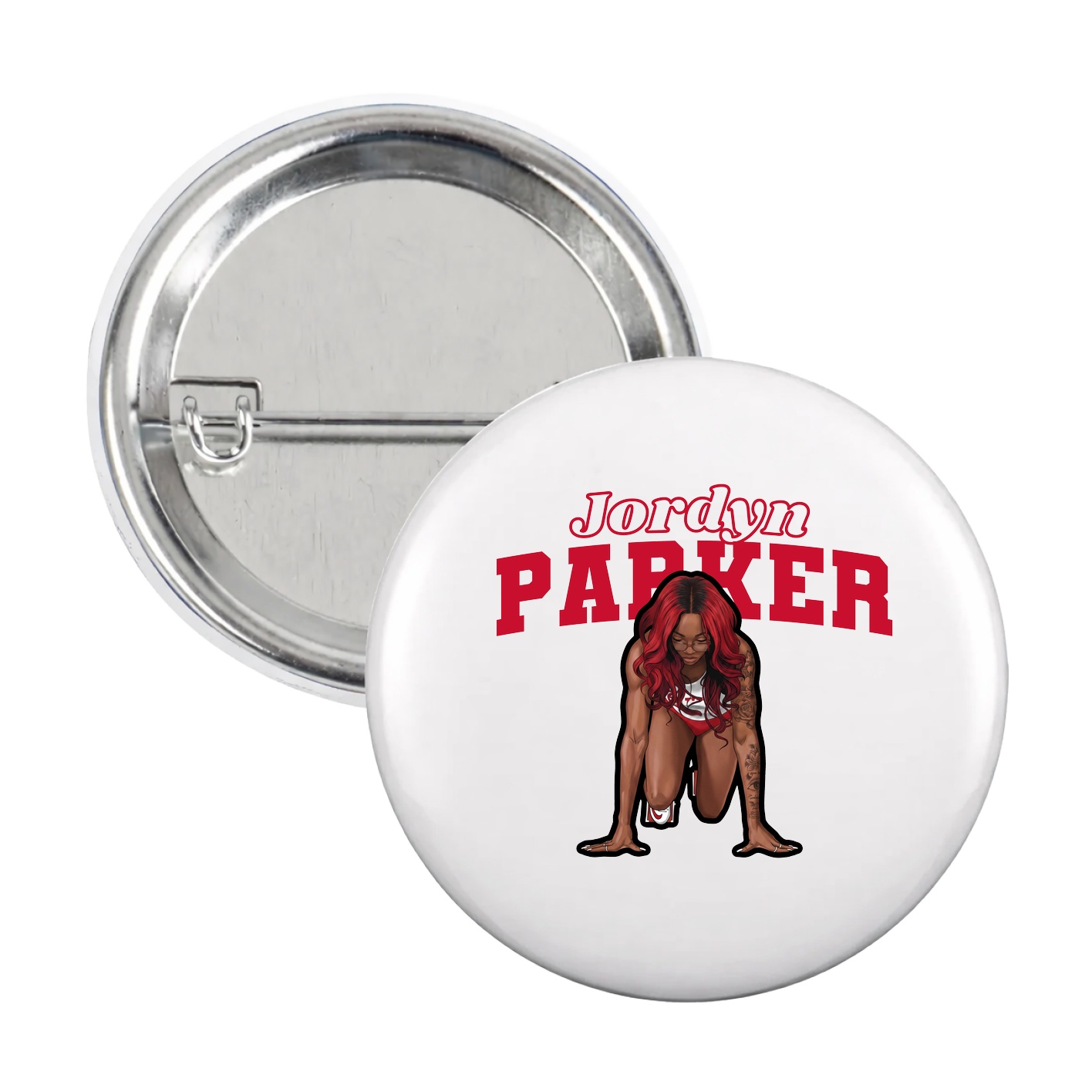 Game Day Button — Name Arch in White