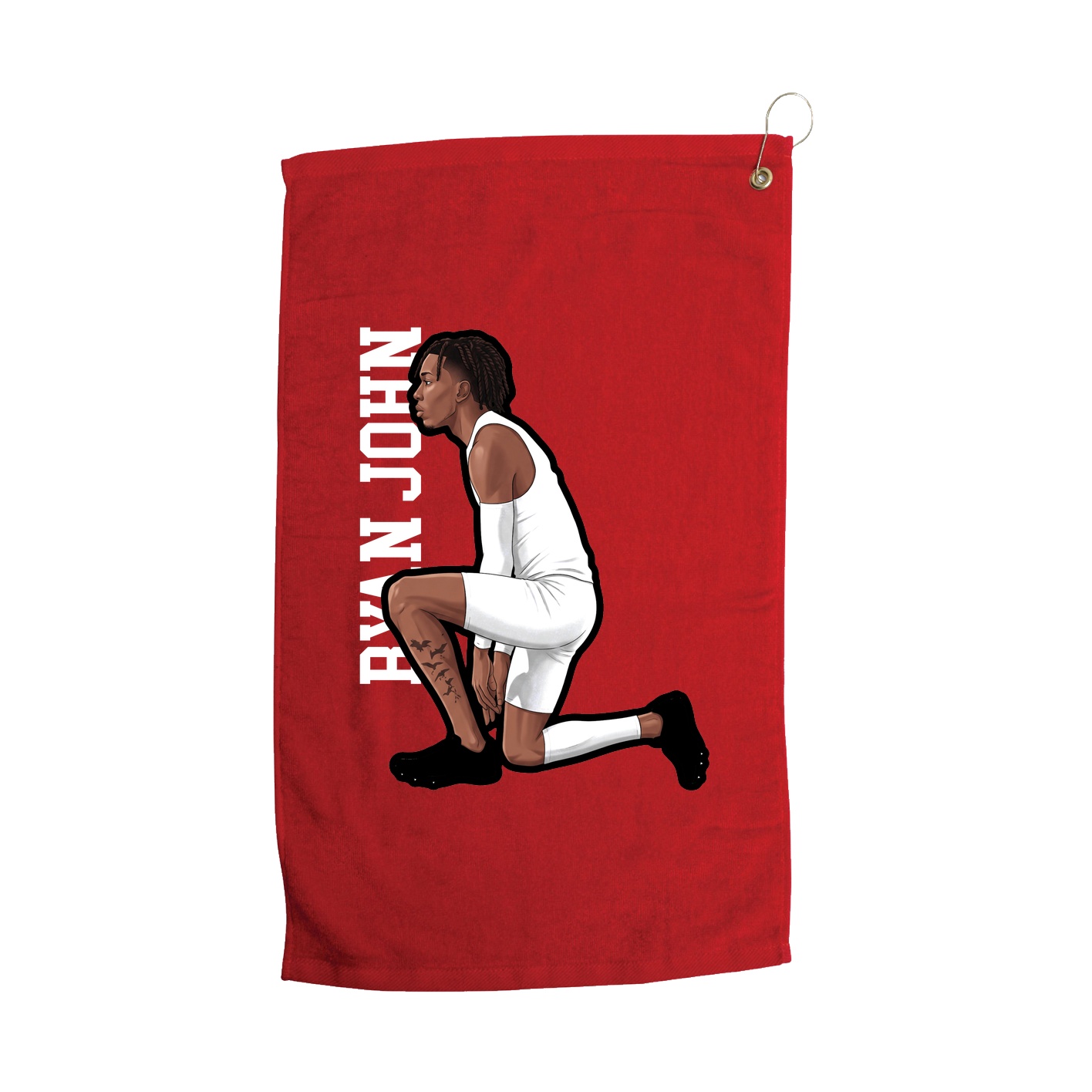 Golf Towel — Name Vertical in Red