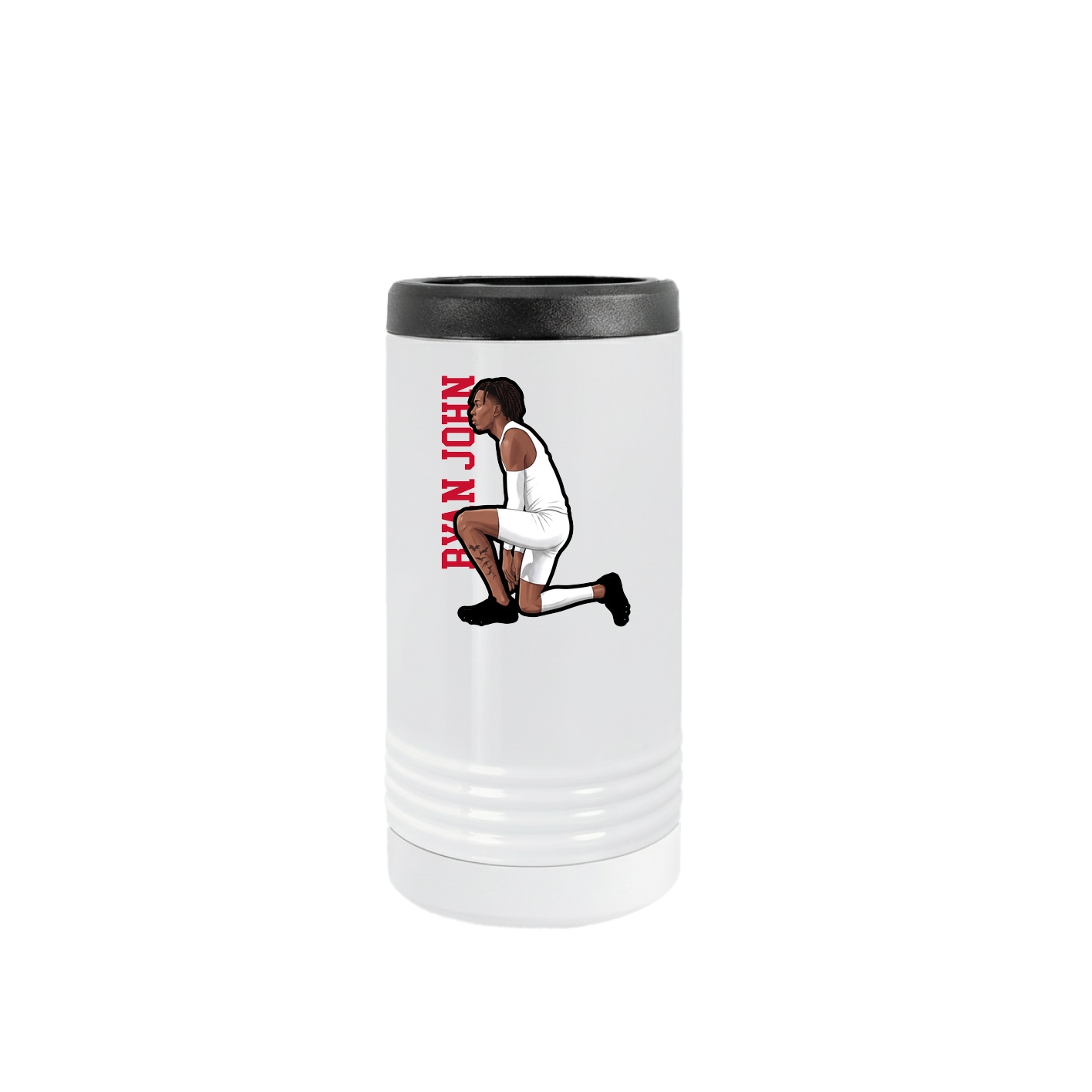 Slim Beverage Holder — Name Vertical in White