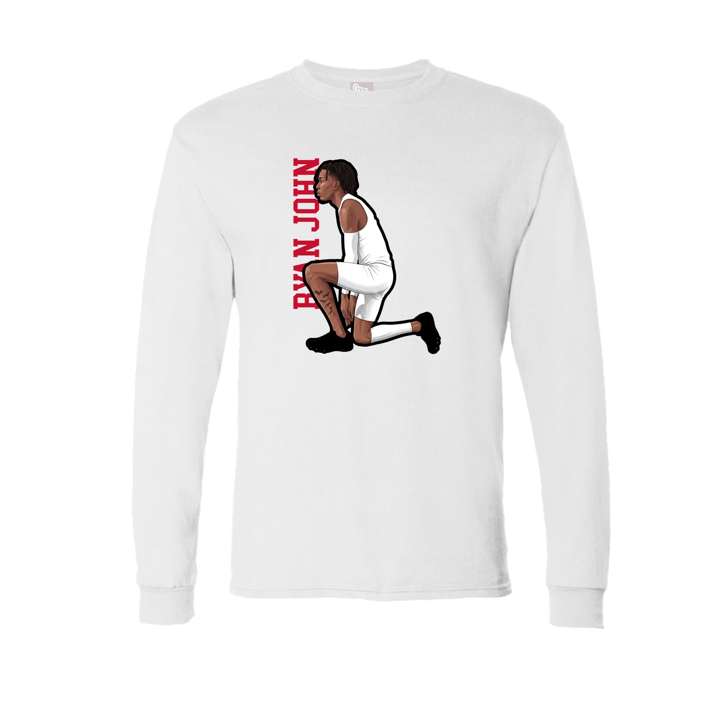 Long Sleeve Tee — Name Vertical in White