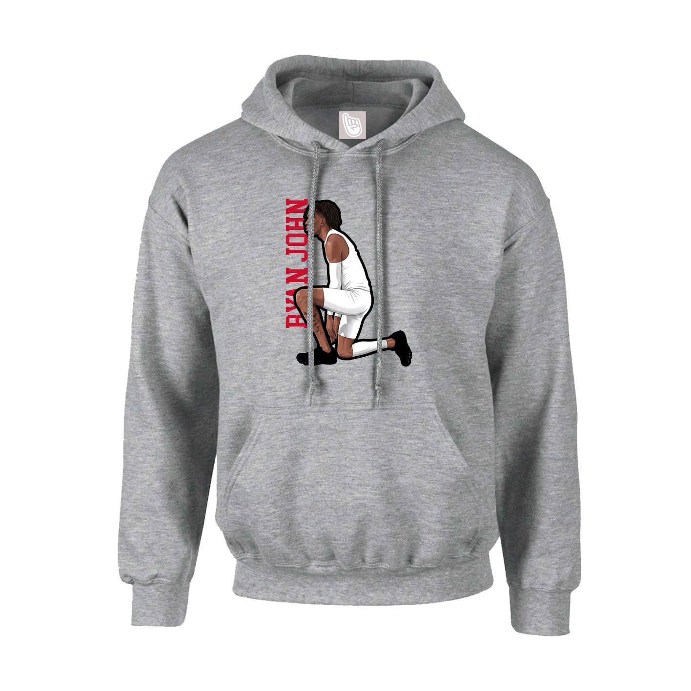 Hoodie — Name Vertical in Grey