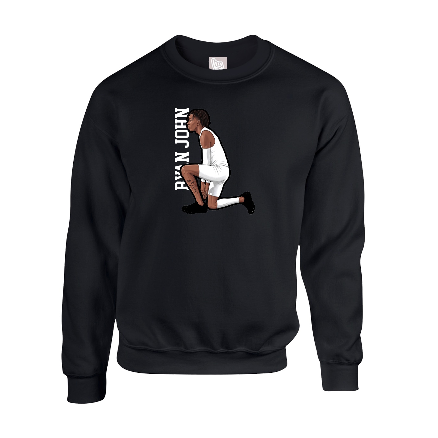 Fleece Crew — Name Vertical in Black