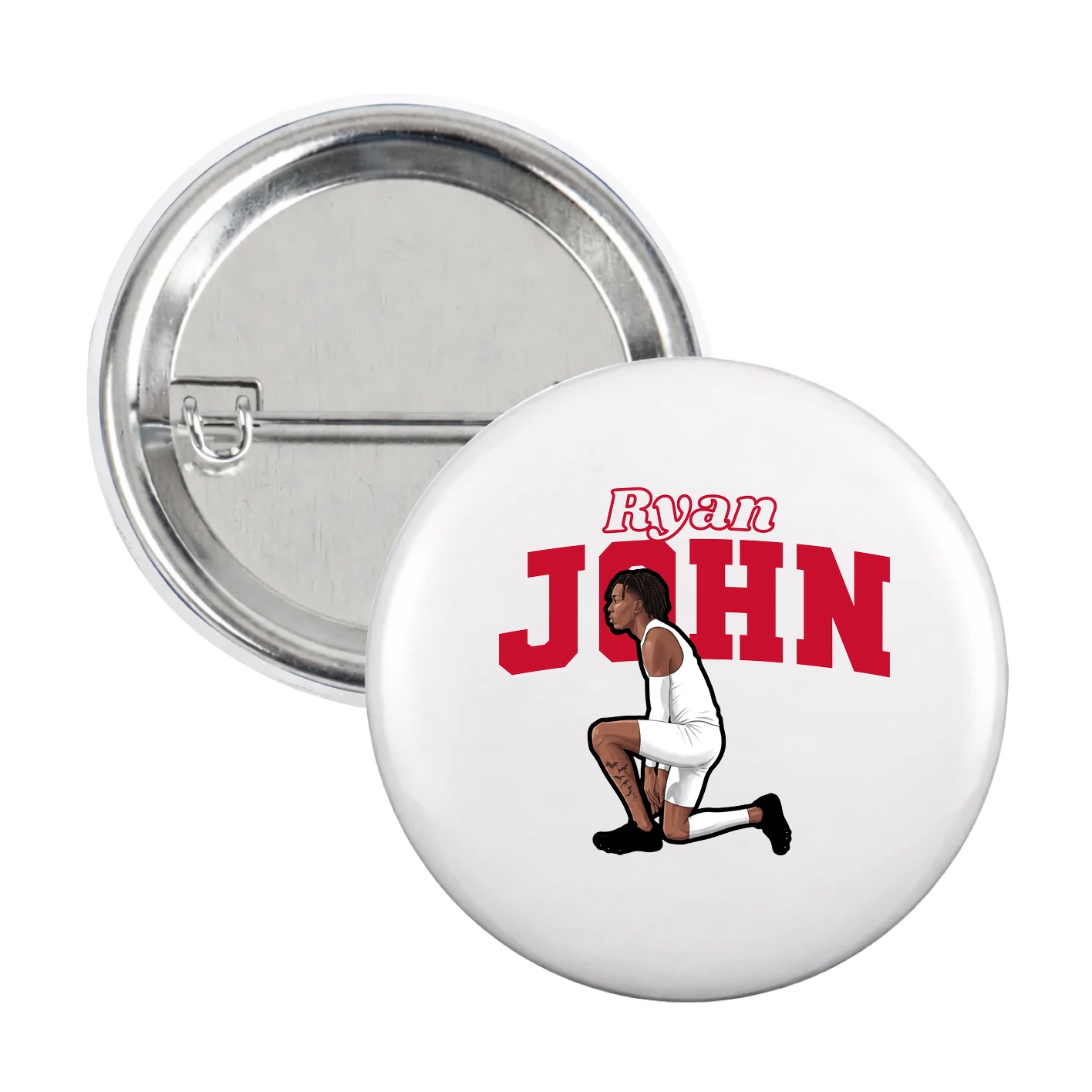 Game Day Button — Name Arch in White