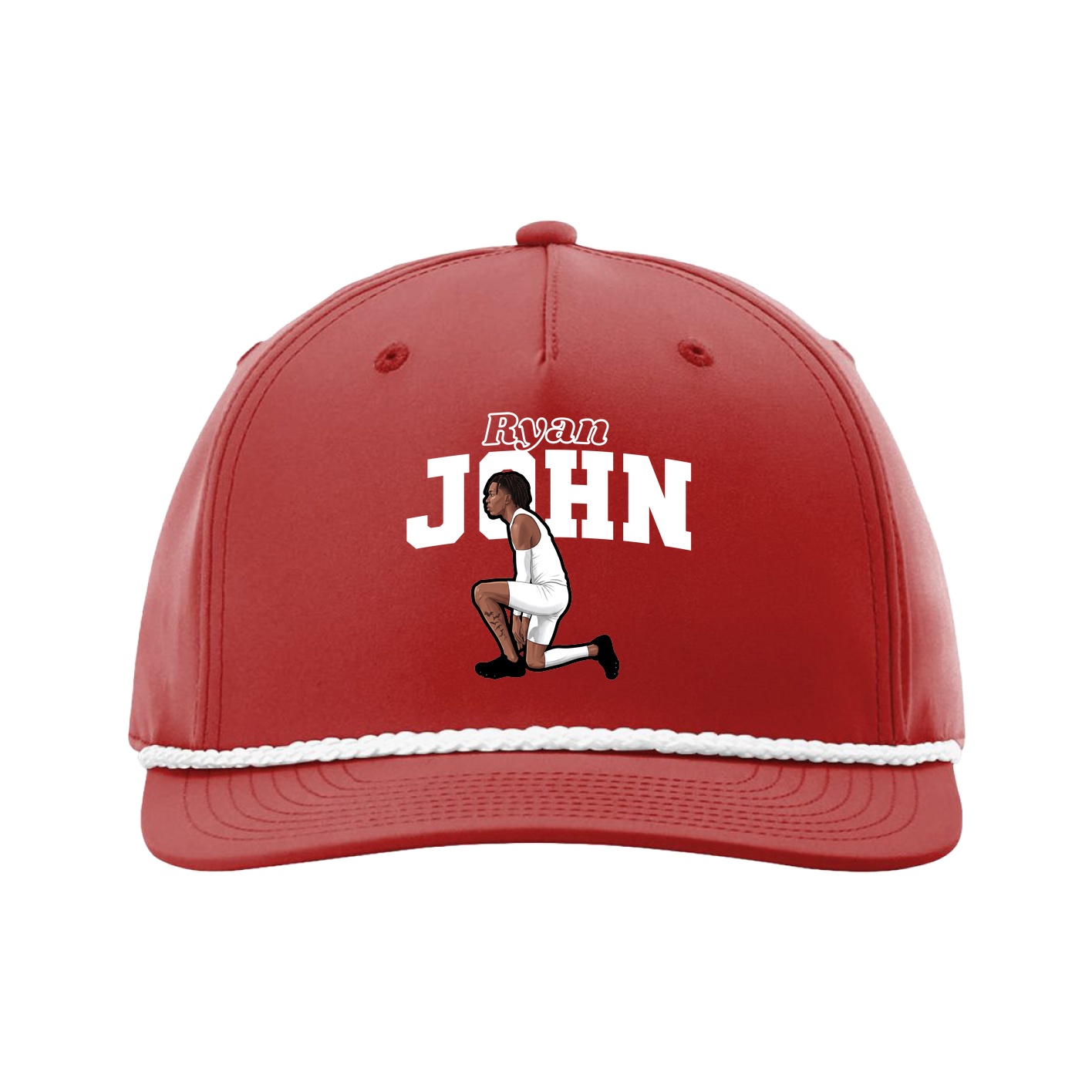 Five-Panel Classic Rope Cap — Name Arch in Red