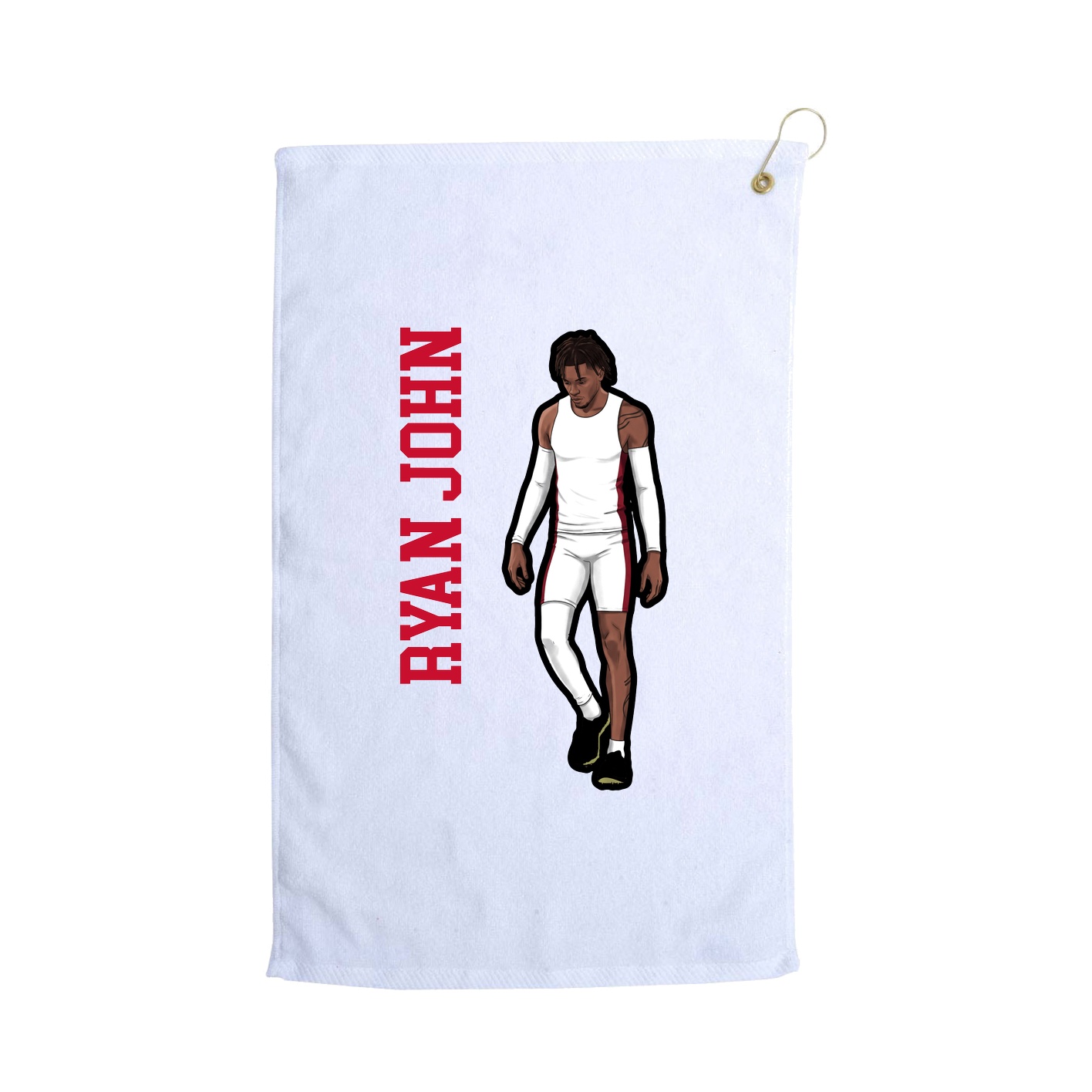 Golf Towel — Name Vertical in White