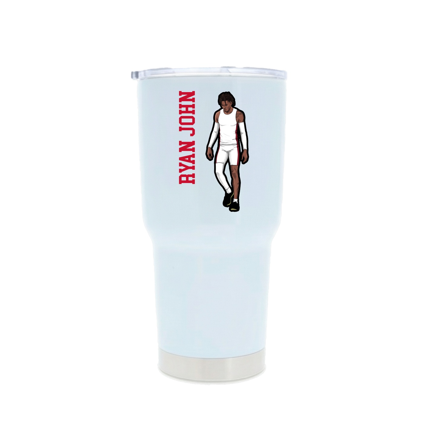 30oz Stainless Steel Tumbler — Name Vertical in White