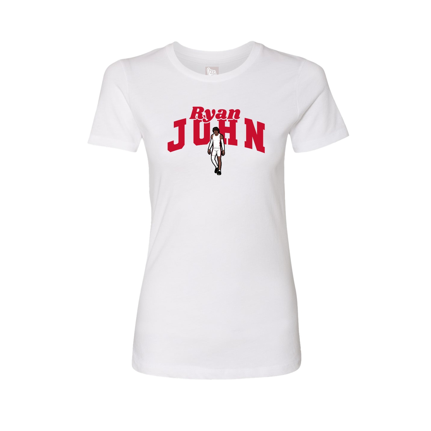 Fitted Women's Tee — Signature Arch in White