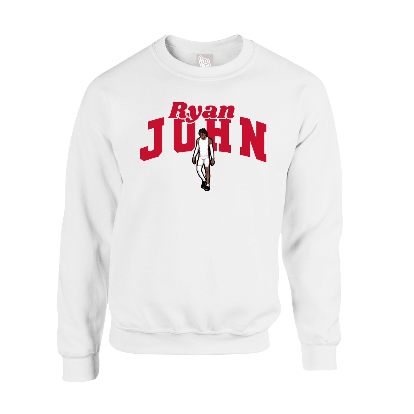Fleece Crew — Signature Arch in White
