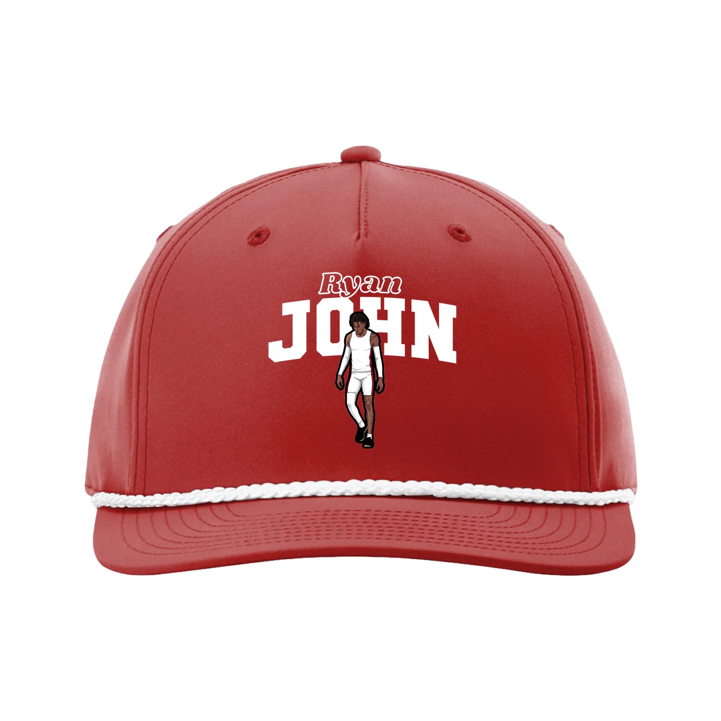 Five-Panel Classic Rope Cap — Name Arch in Red