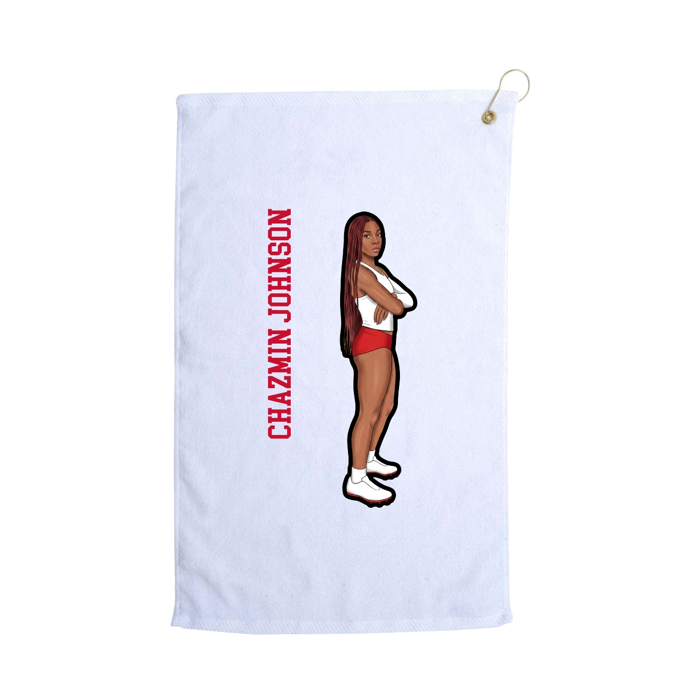 Golf Towel — Name Vertical in White