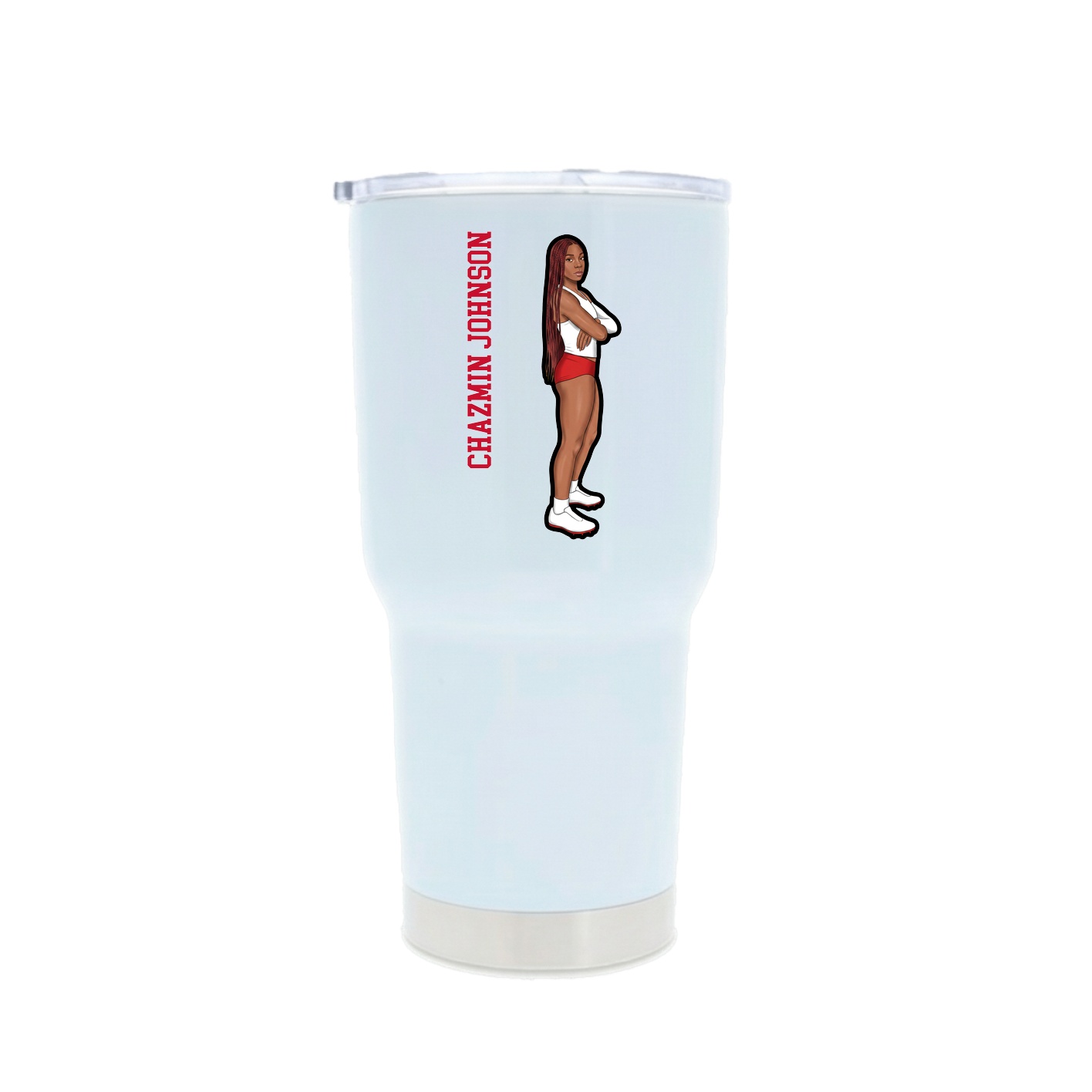 30oz Stainless Steel Tumbler — Name Vertical in White