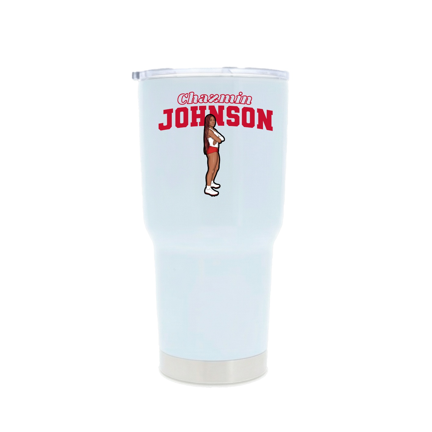 30oz Stainless Steel Tumbler — Name Arch in White