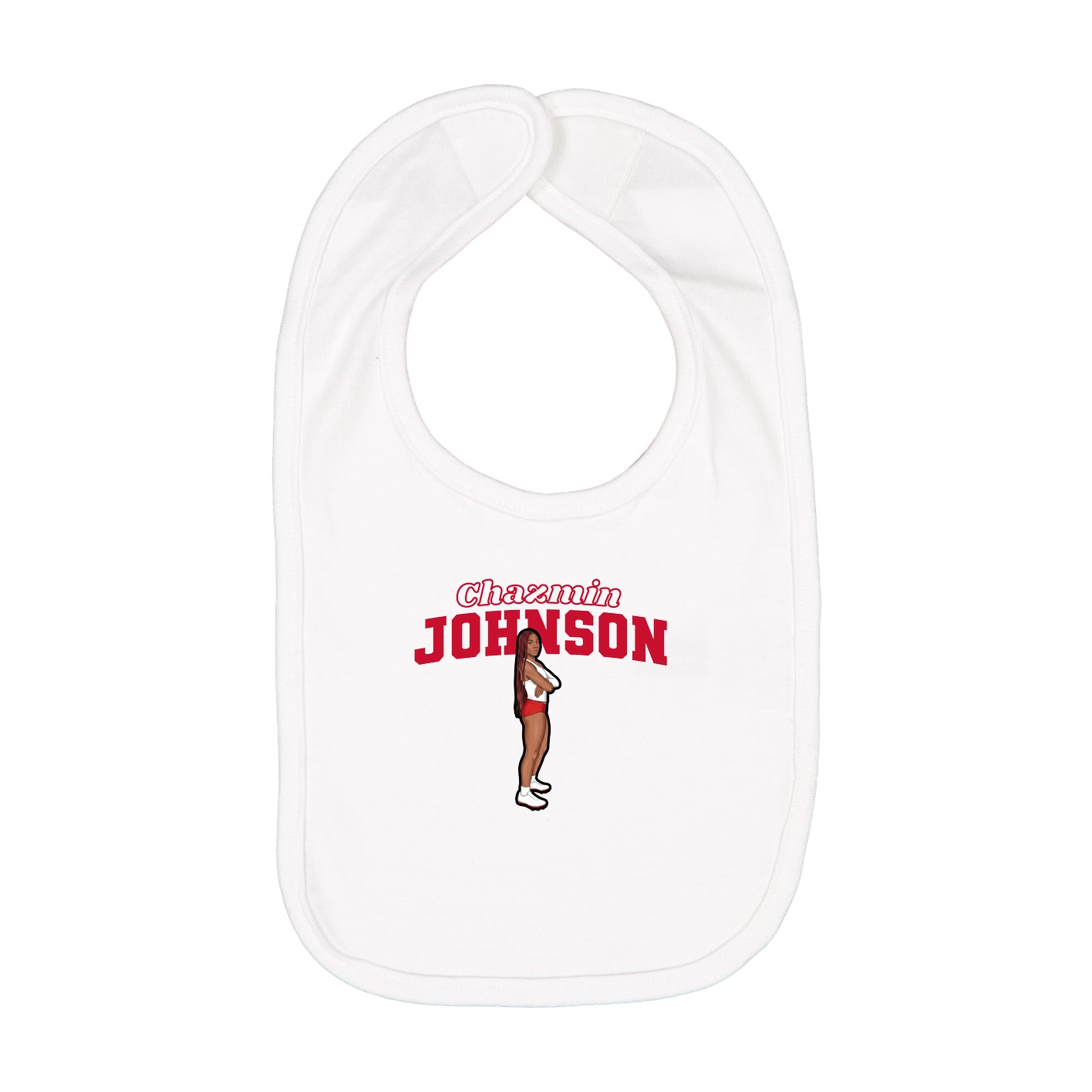 Infant Bib — Name Arch in White