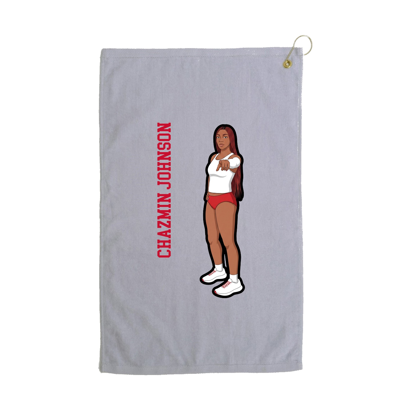 Golf Towel — Name Vertical in Grey