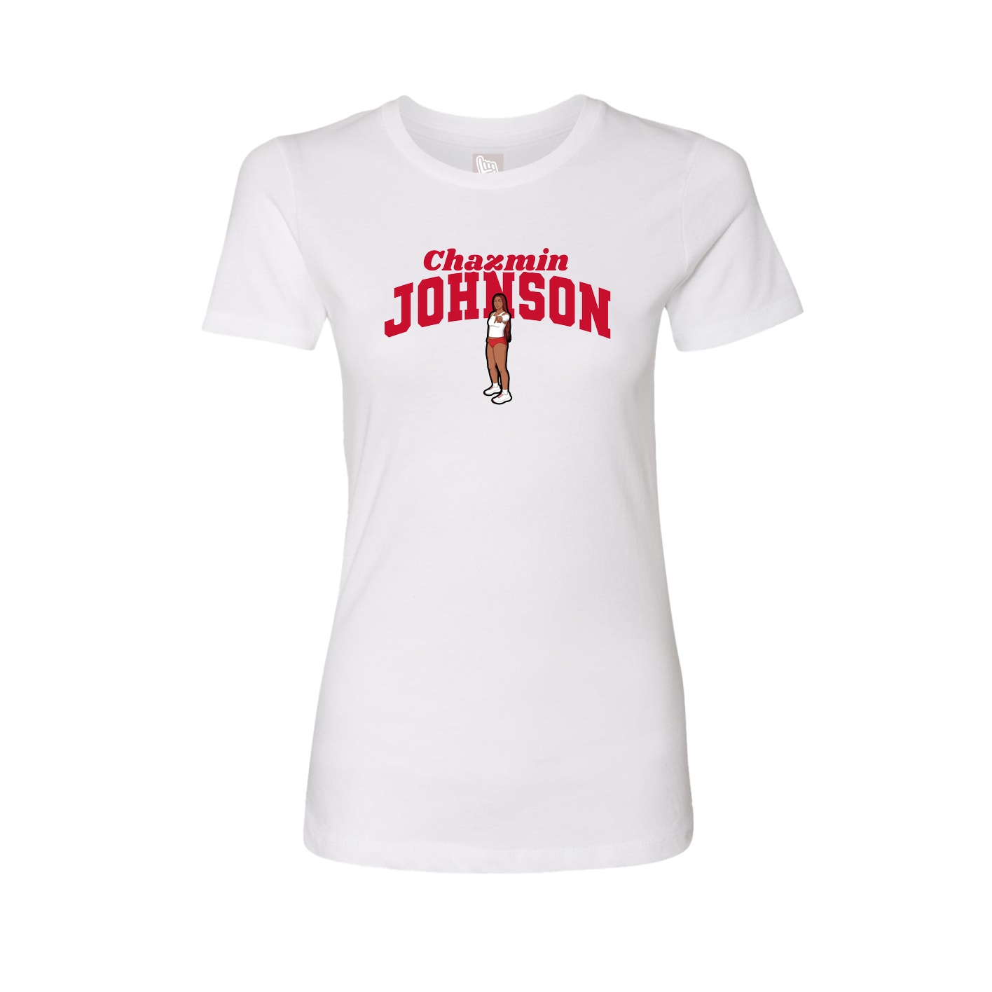Fitted Women's Tee — Signature Arch in White