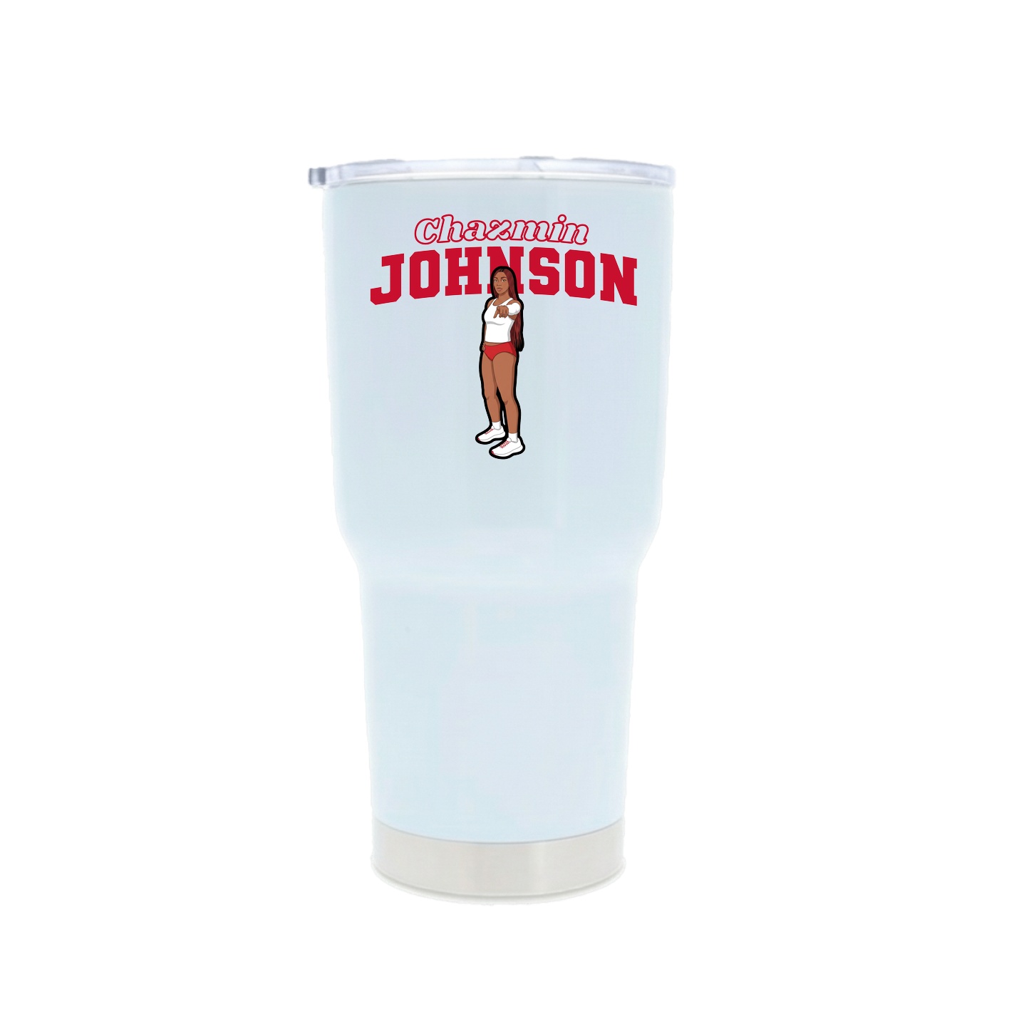 30oz Stainless Steel Tumbler — Name Arch in White