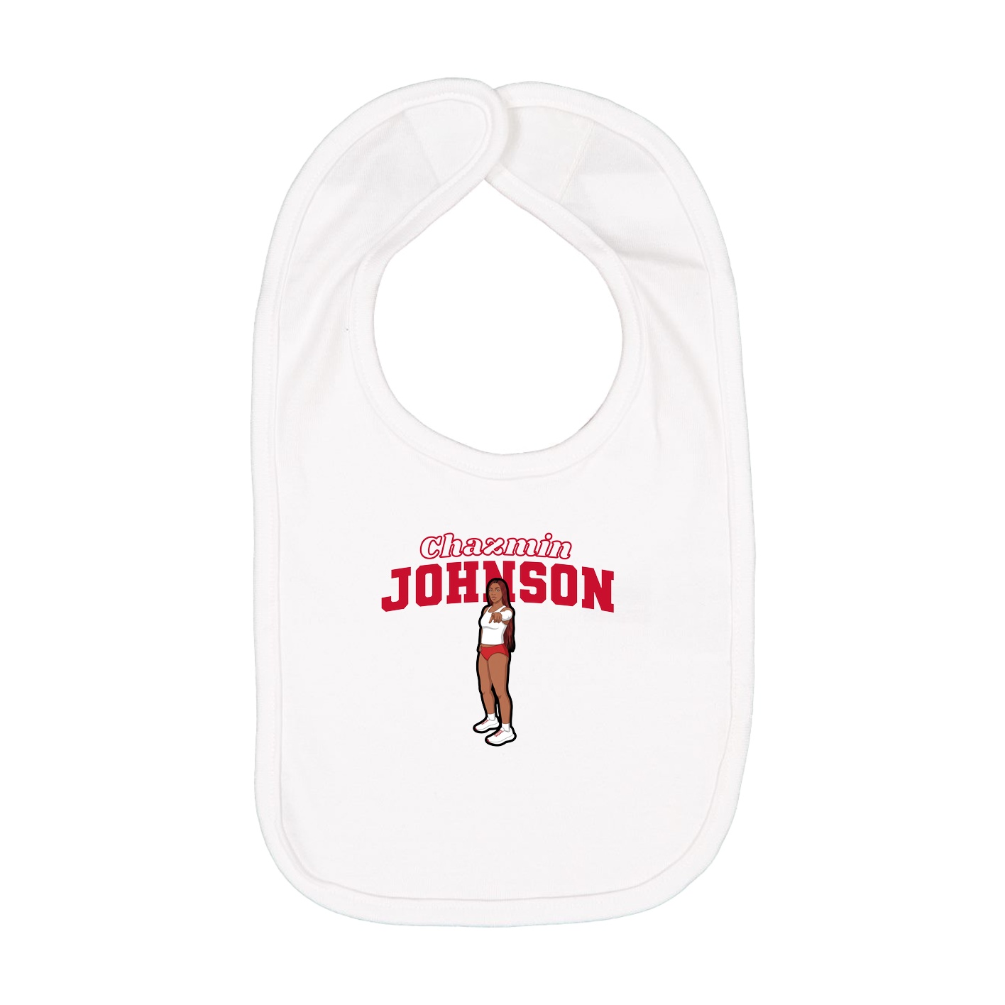 Infant Bib — Name Arch in White