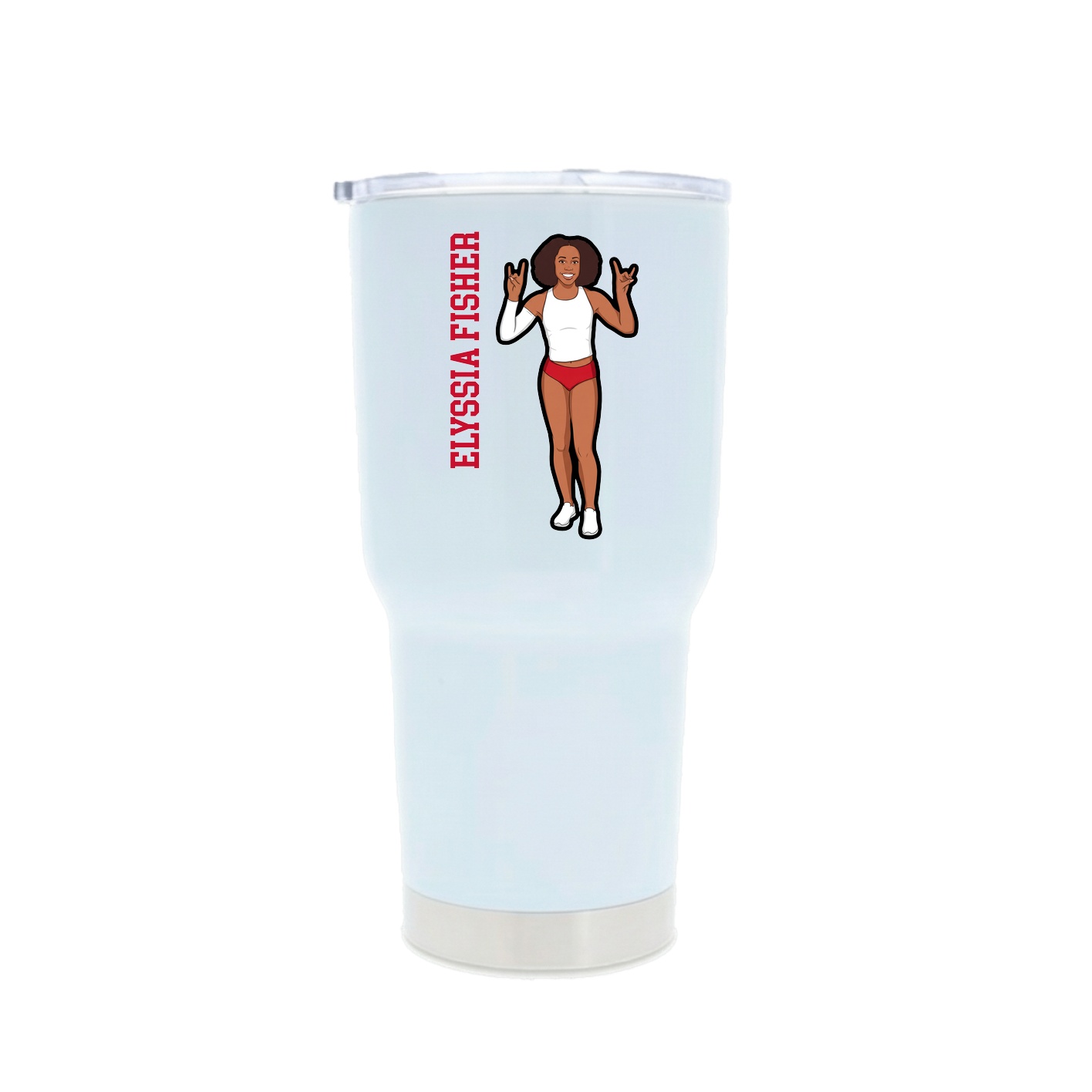 30oz Stainless Steel Tumbler — Name Vertical in White
