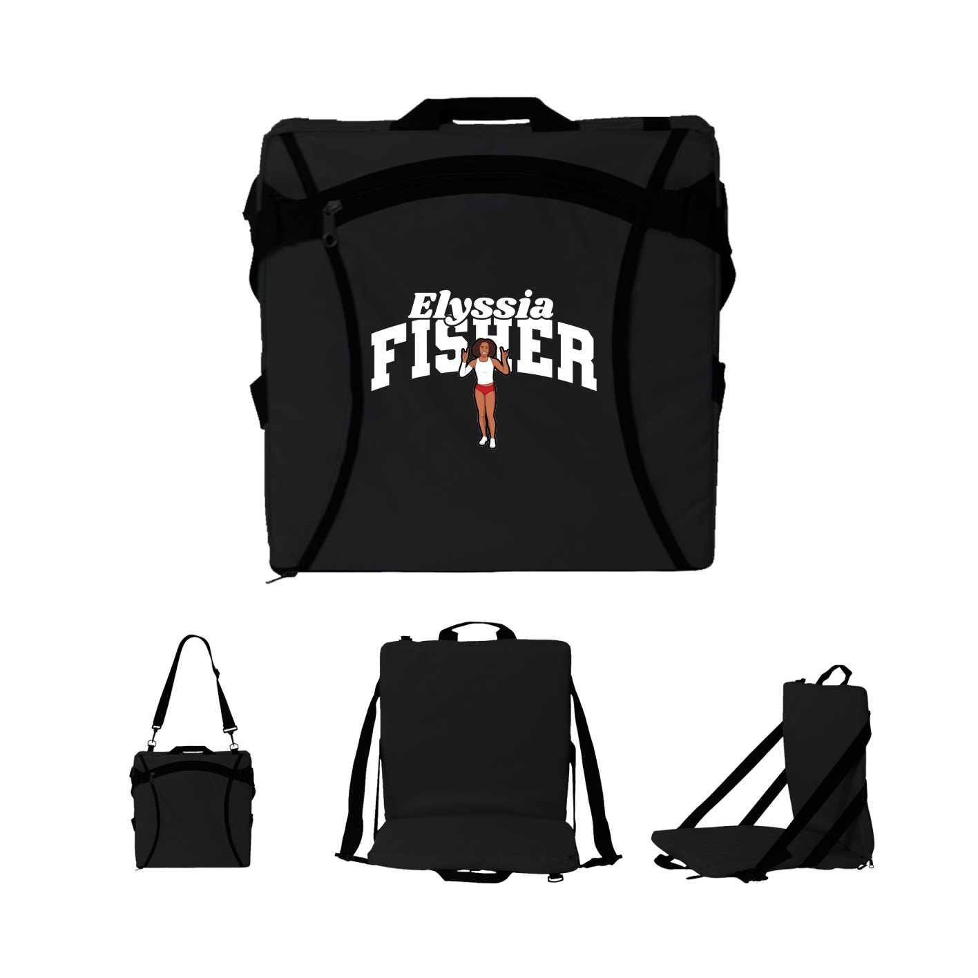 Folding Stadium Seat — Signature Arch in Black