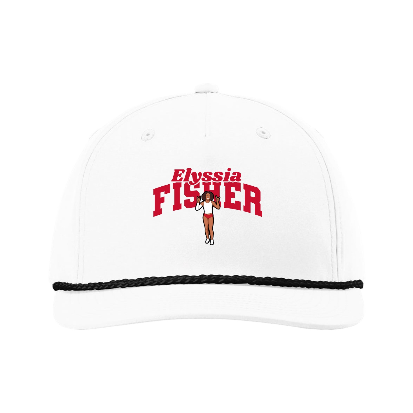 Five-Panel Classic Rope Cap — Signature Arch in White
