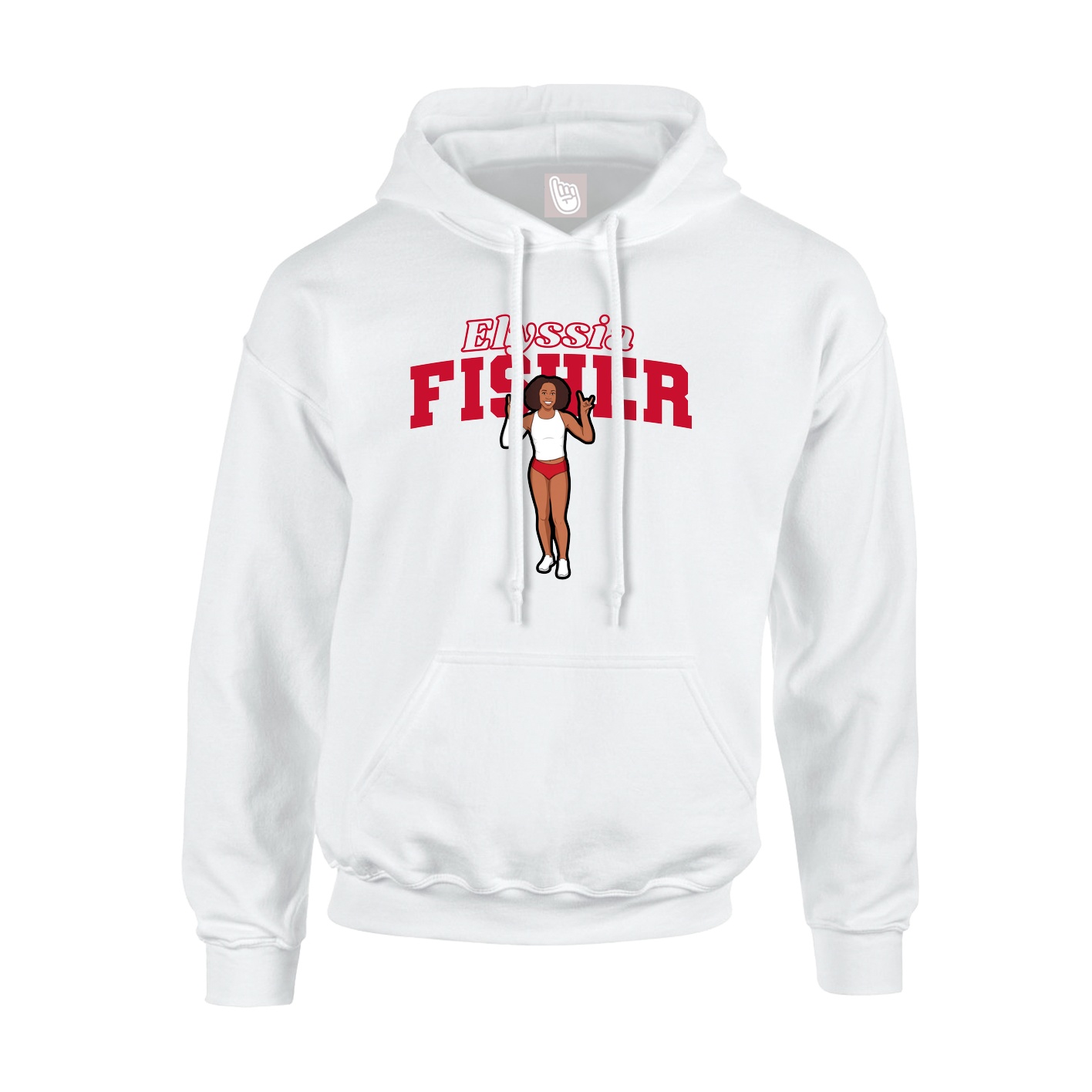 Youth Hoodie — Name Arch in White