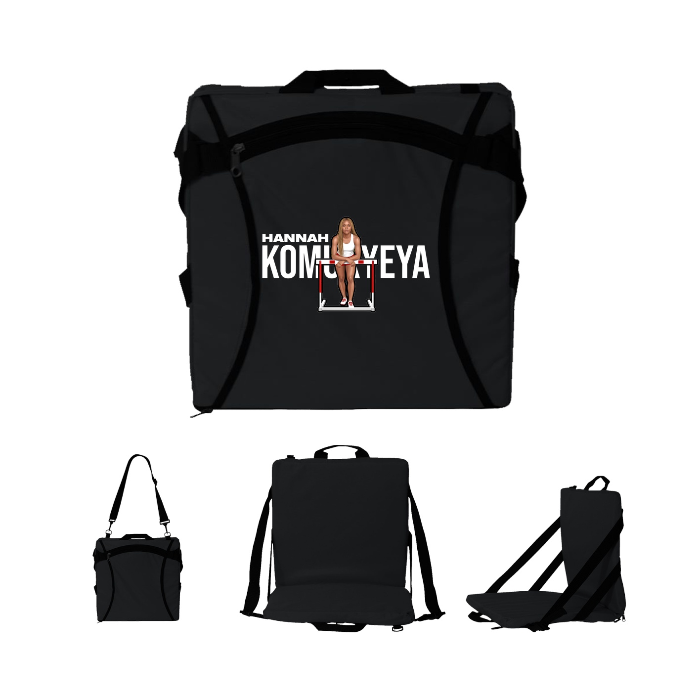 Folding Stadium Seat — Player Name in Black
