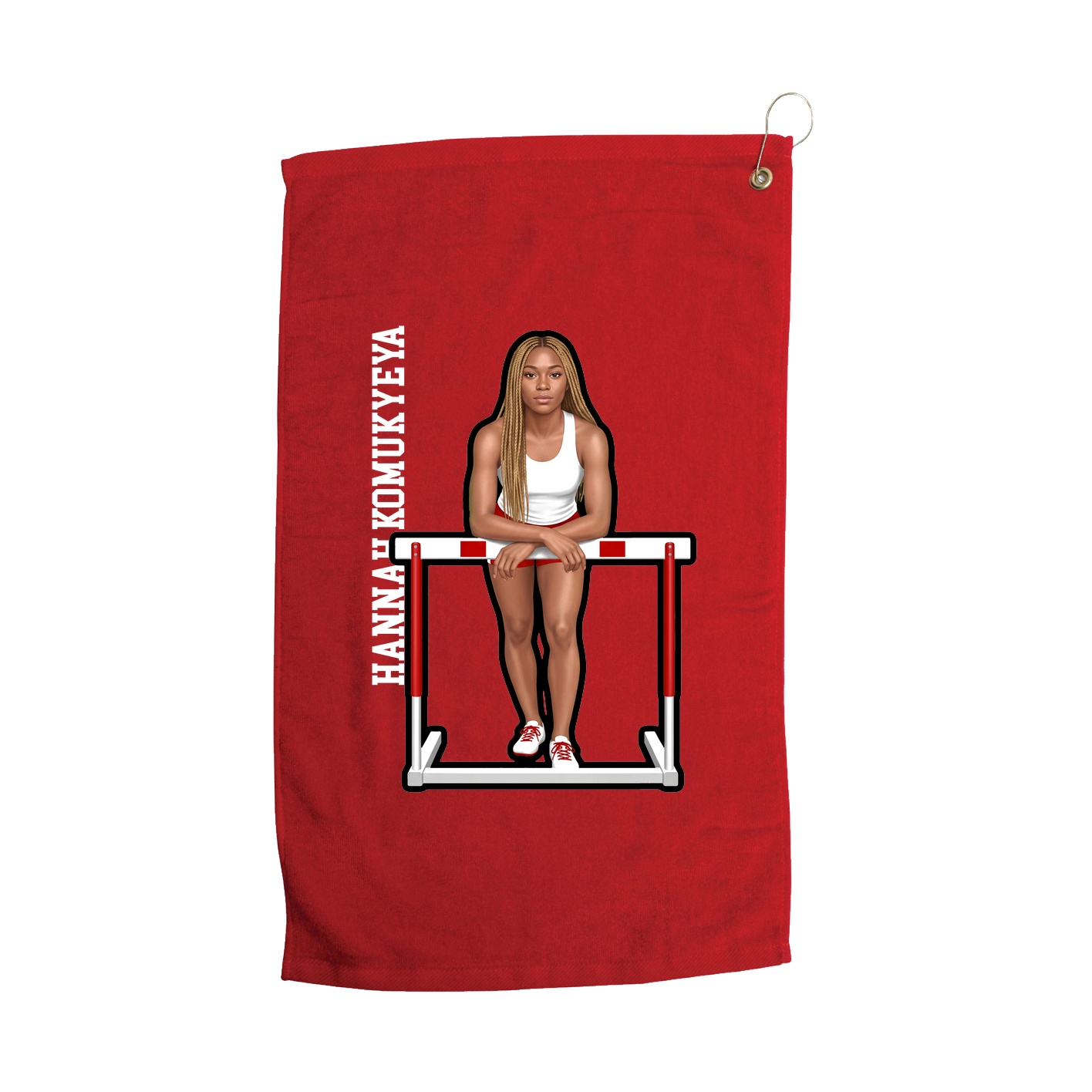 Golf Towel — Name Vertical in Red