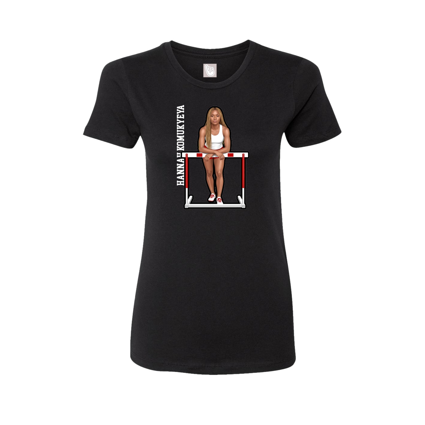 Fitted Women's Tee — Name Vertical in Black