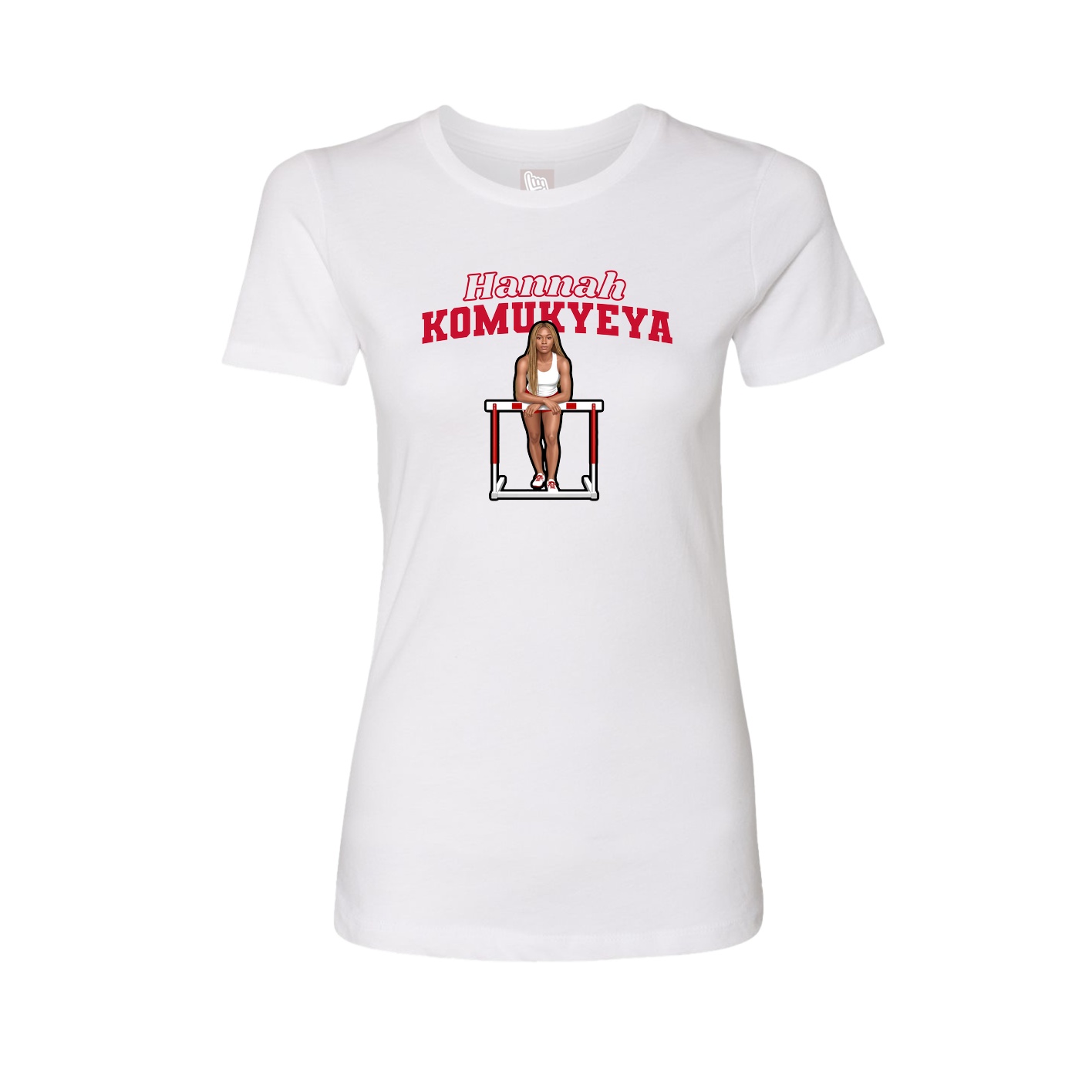 Fitted Women's Tee — Name Arch in White
