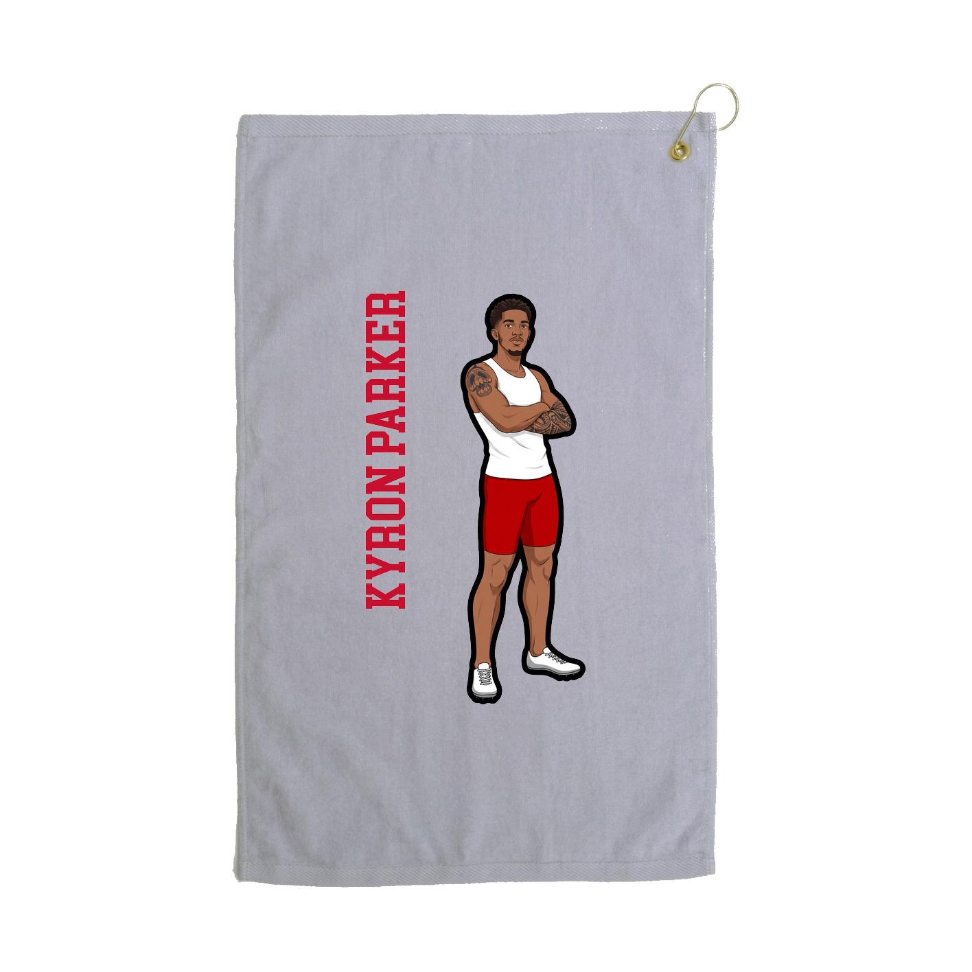 Golf Towel — Name Vertical in Grey
