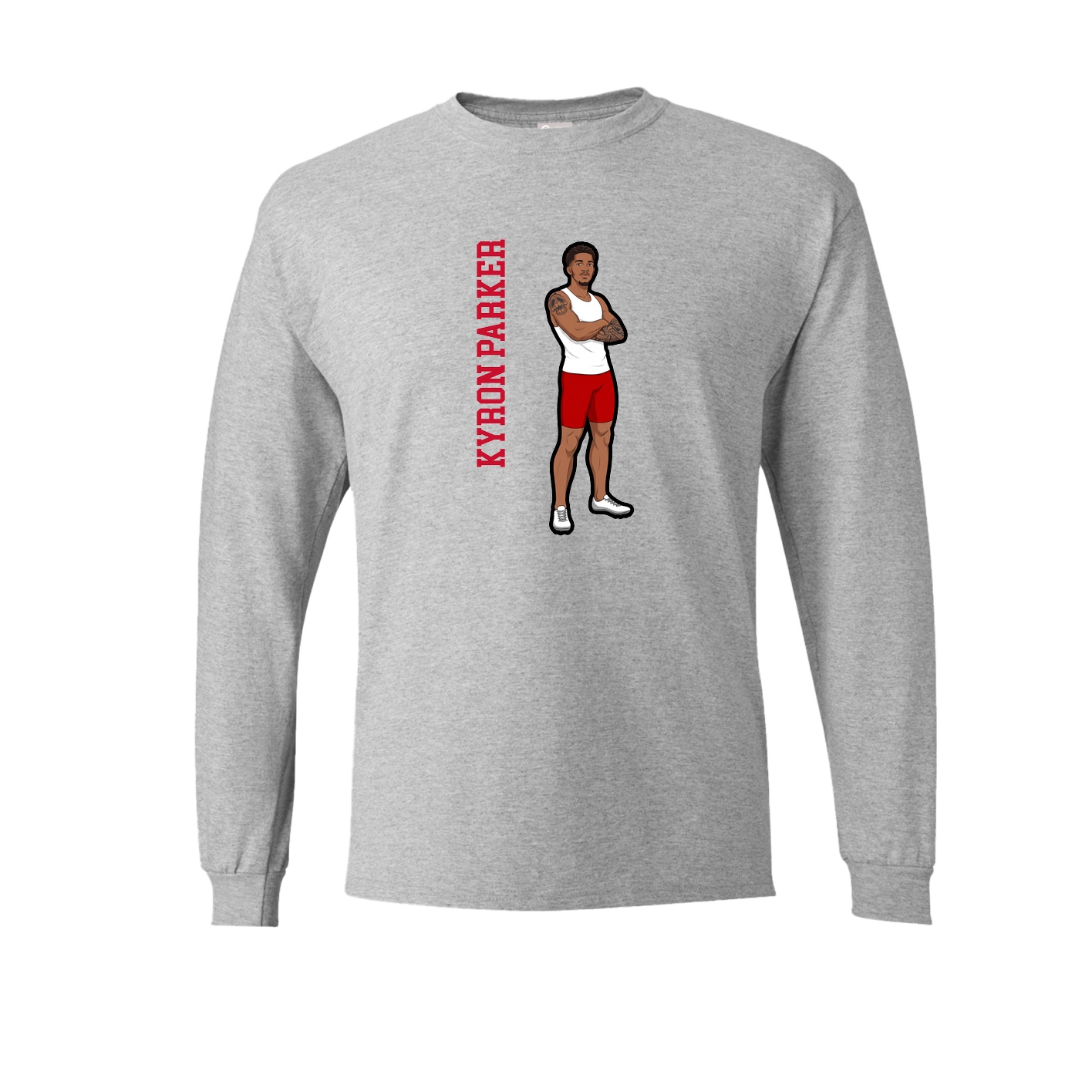 Long Sleeve Tee — Name Vertical in Grey