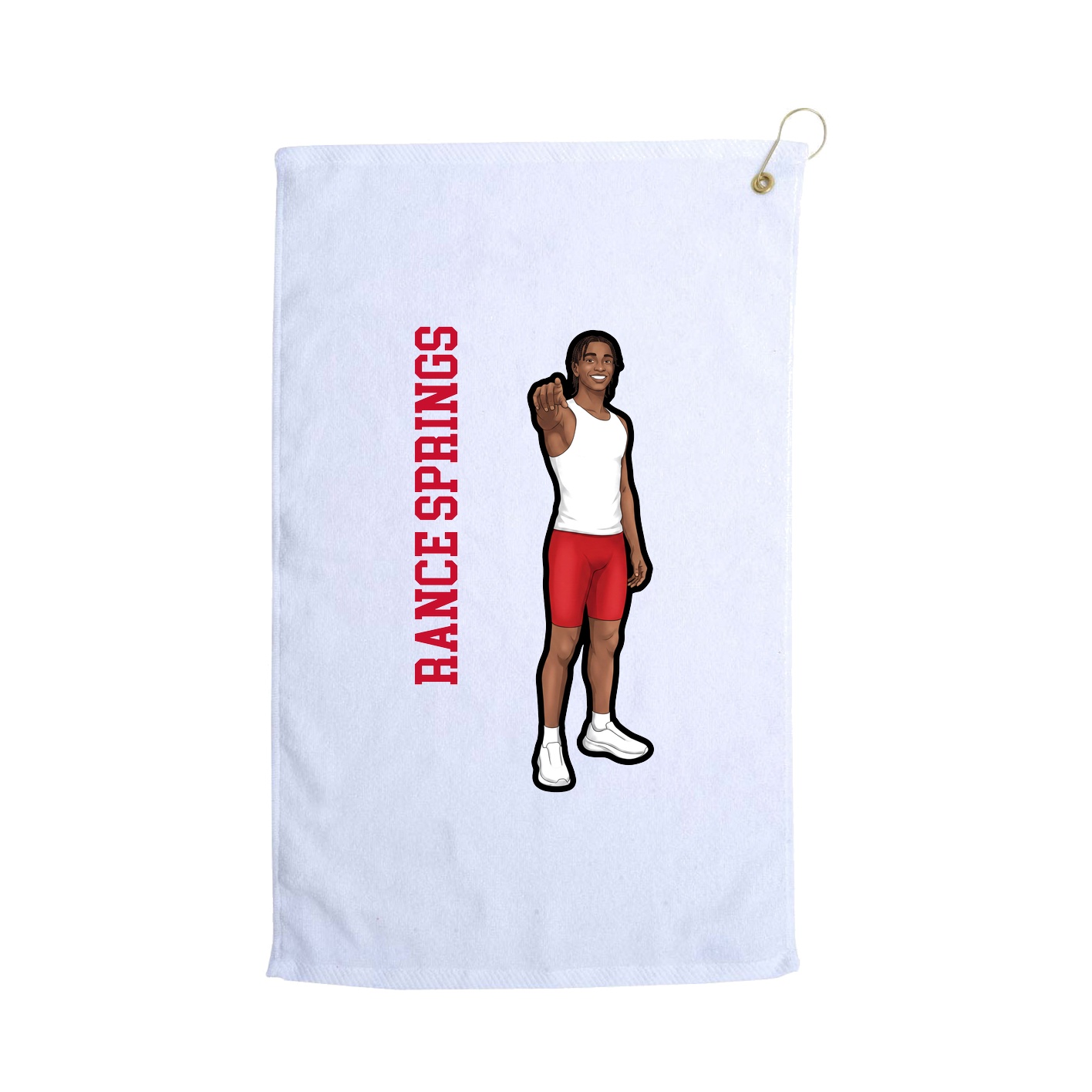 Golf Towel — Name Vertical in White