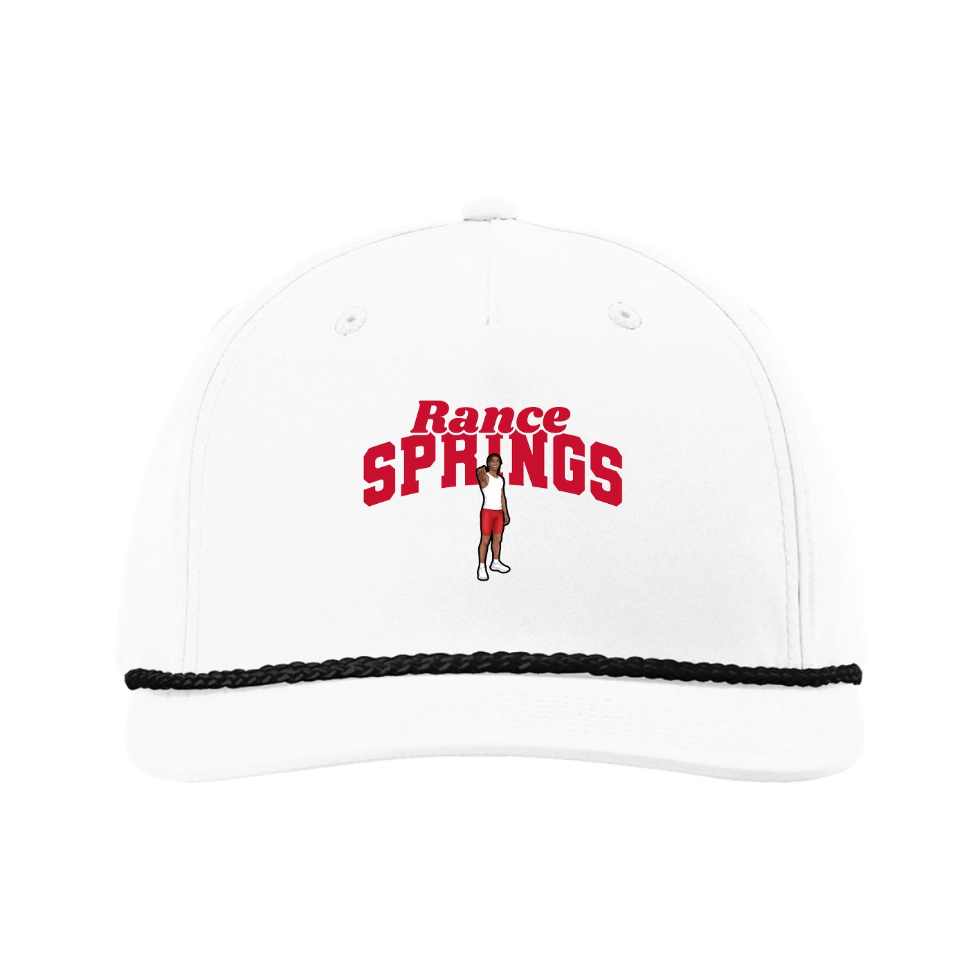 Five-Panel Classic Rope Cap — Signature Arch in White