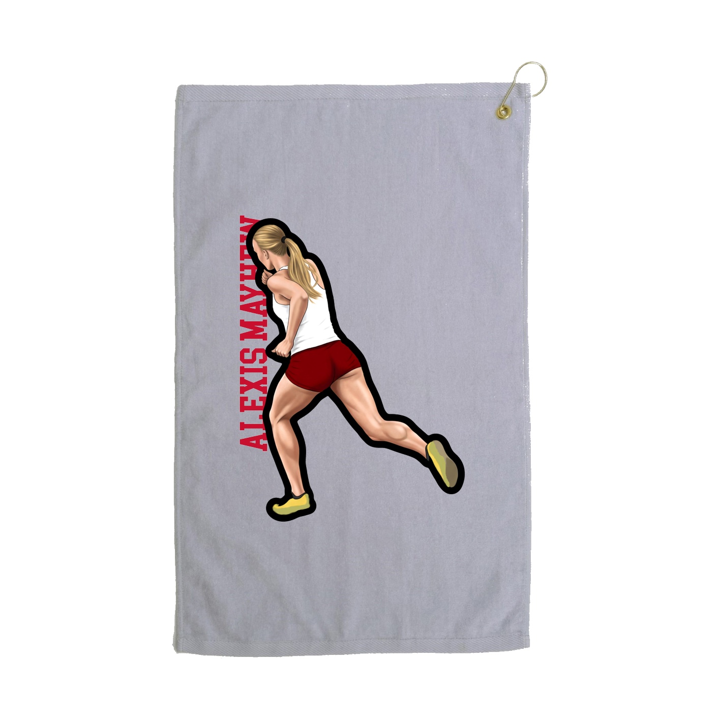 Golf Towel — Name Vertical in Grey