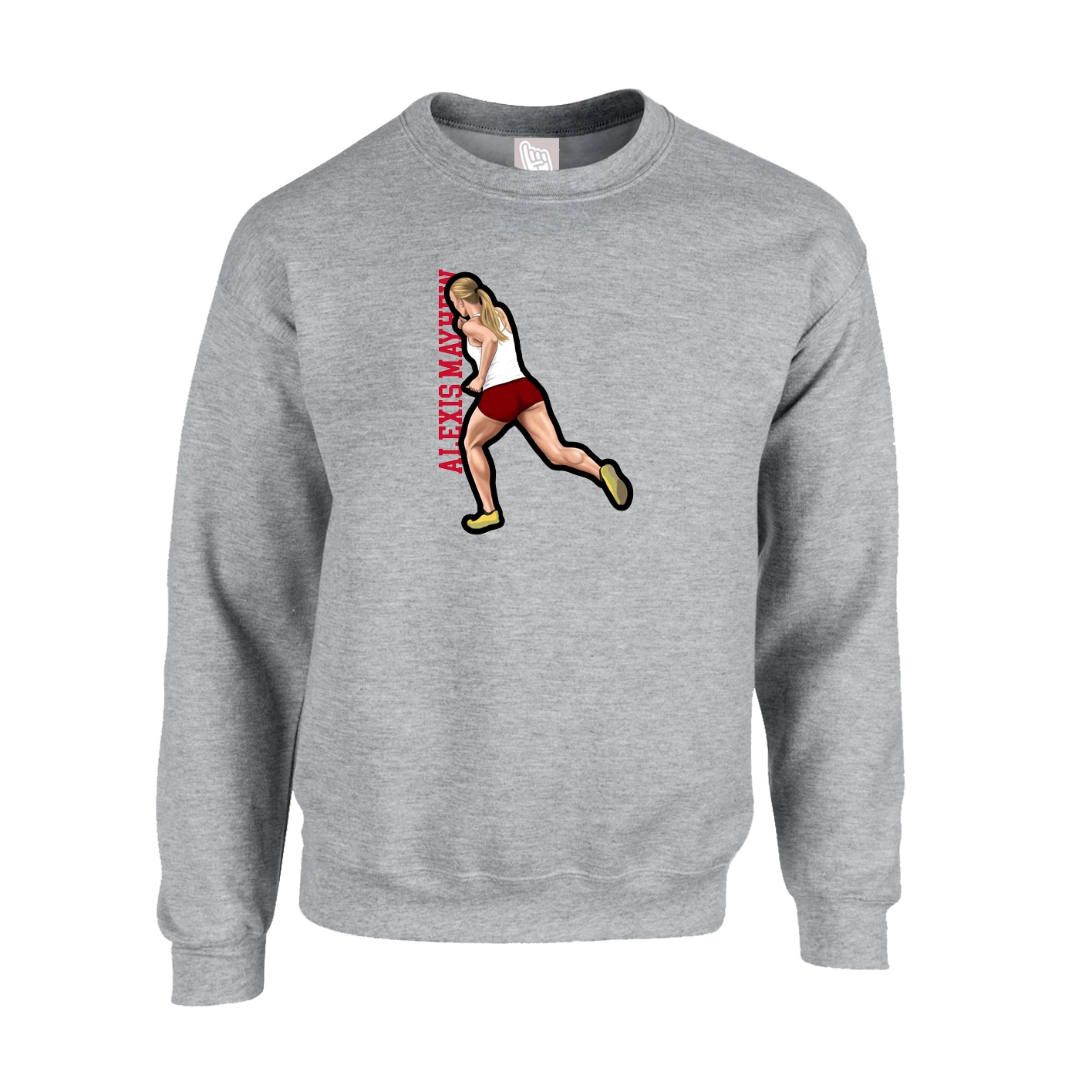Fleece Crew — Name Vertical in Grey